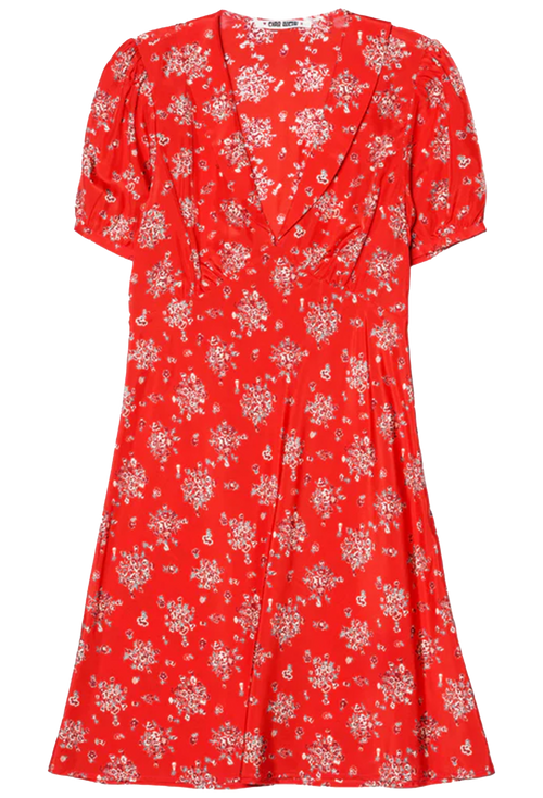 Red floral dress on a transparent background