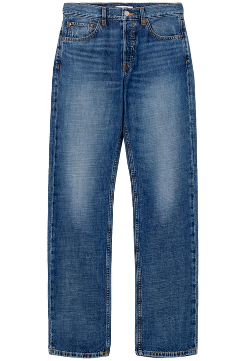 Blue jeans on a white background