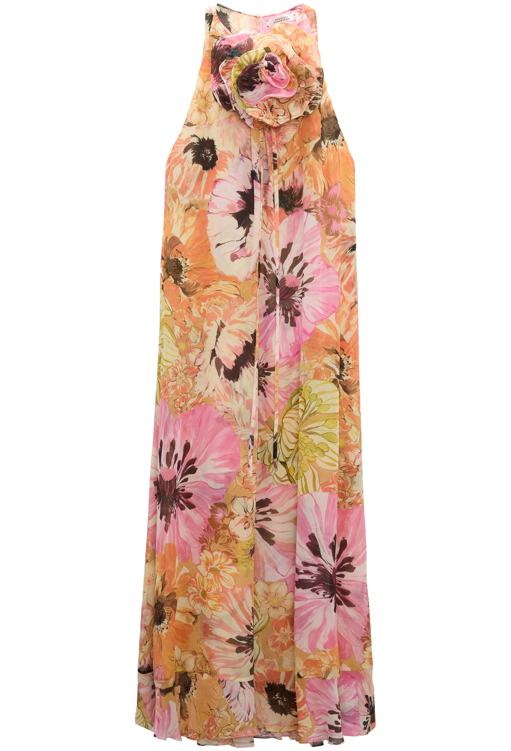Floral patterned maxi dress on a white background
