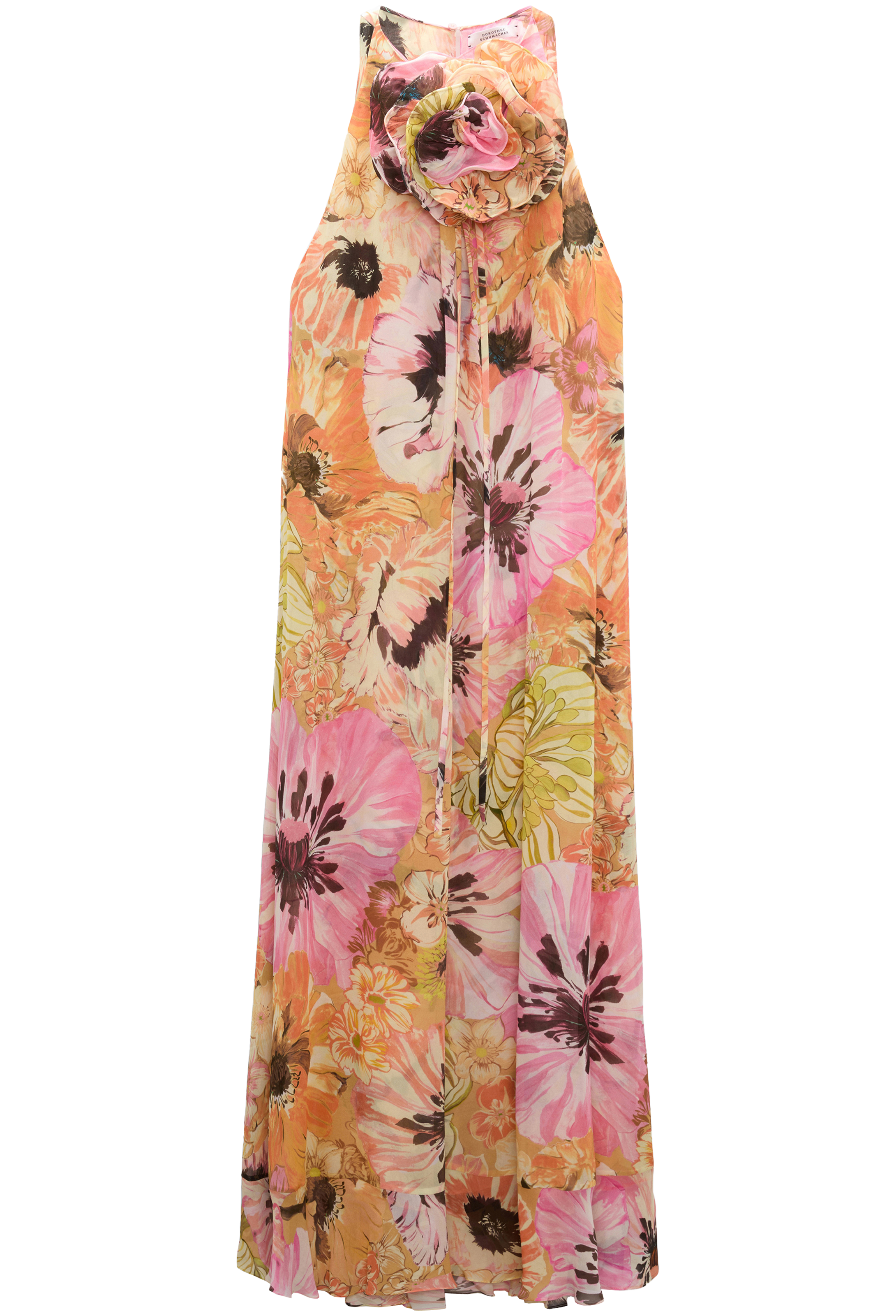Floral patterned maxi dress on a white background