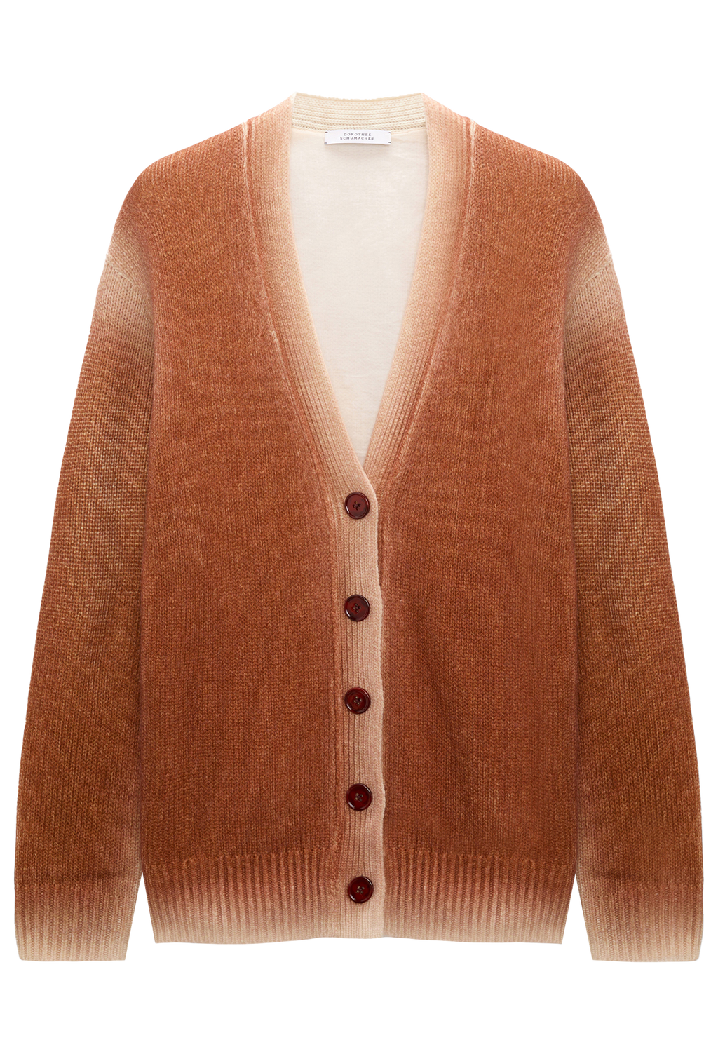 Brown cardigan with buttons on a transparent background