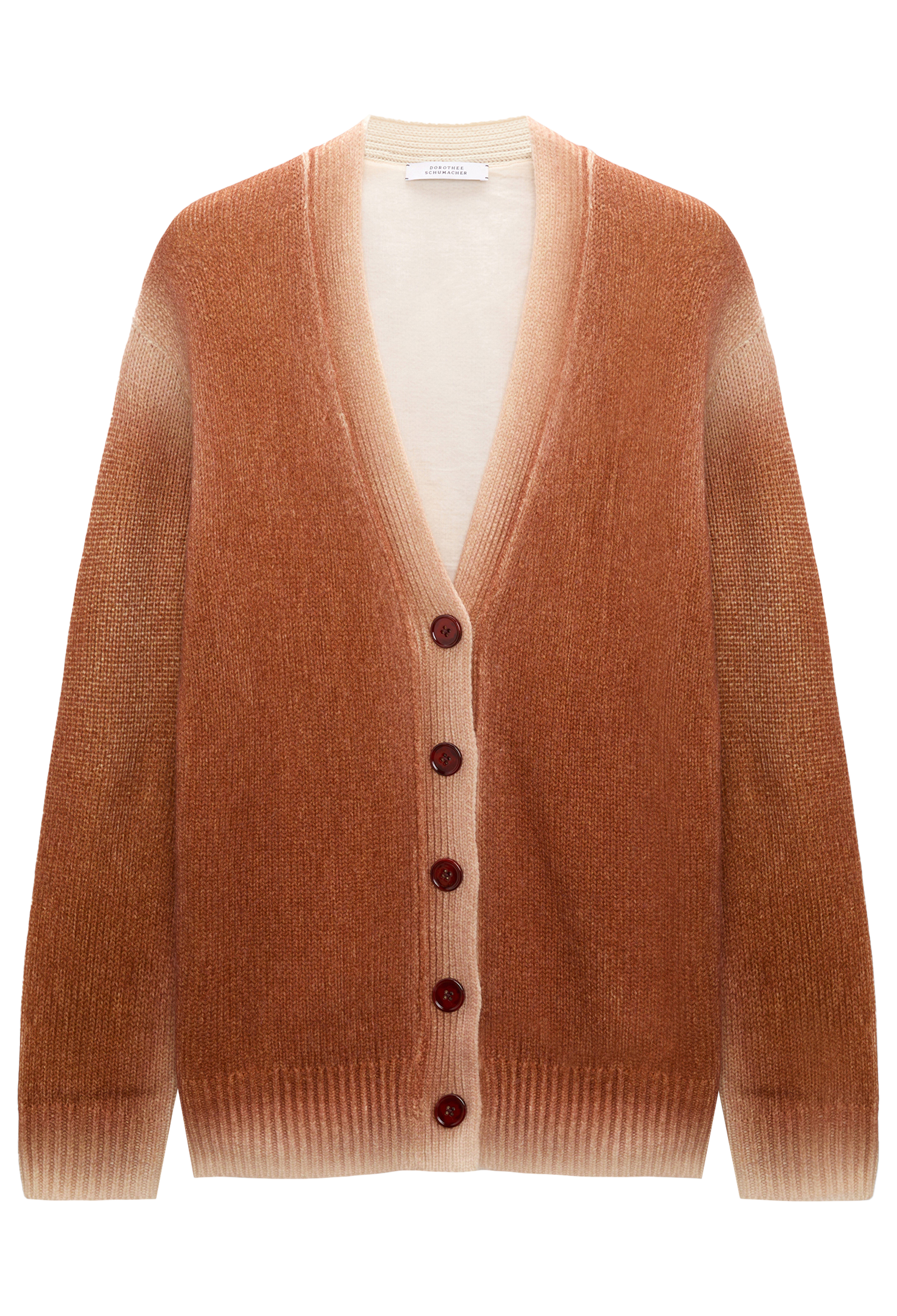 Brown cardigan with buttons on a transparent background