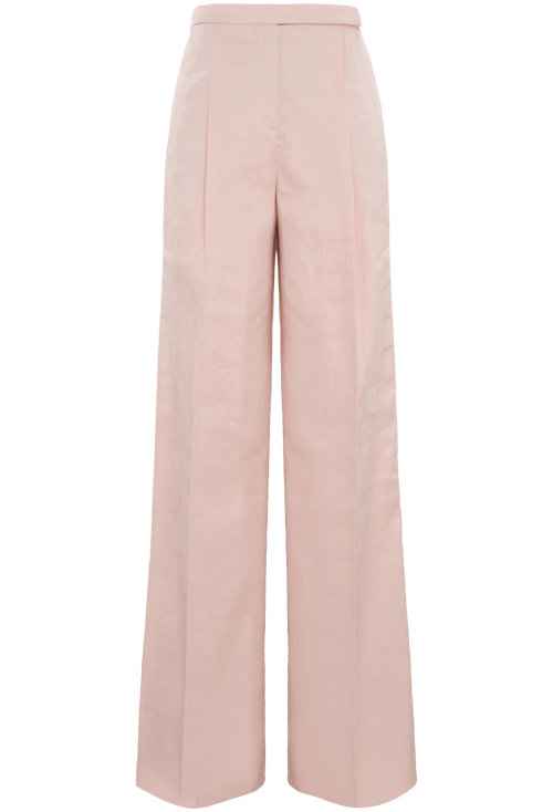 Light pink wide-leg pants on a white background