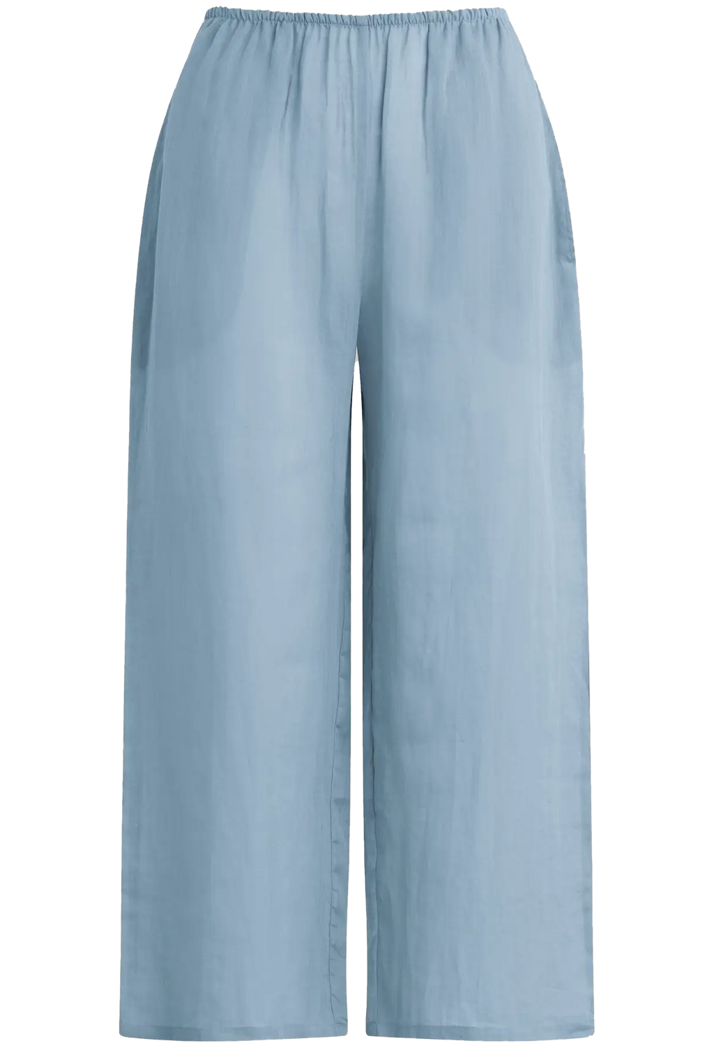 Light blue wide-leg pants on a white background