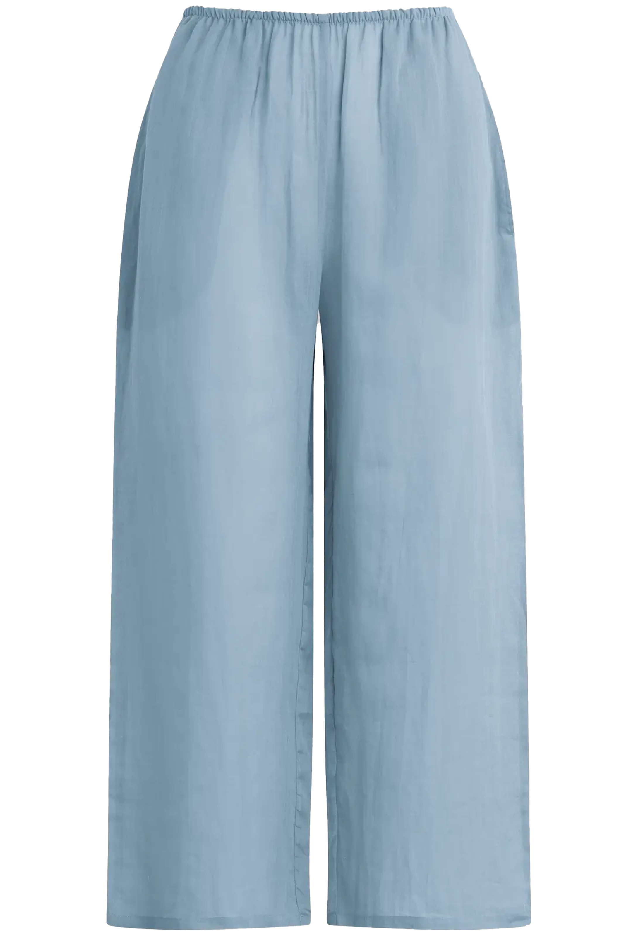 Light blue wide-leg pants on a white background