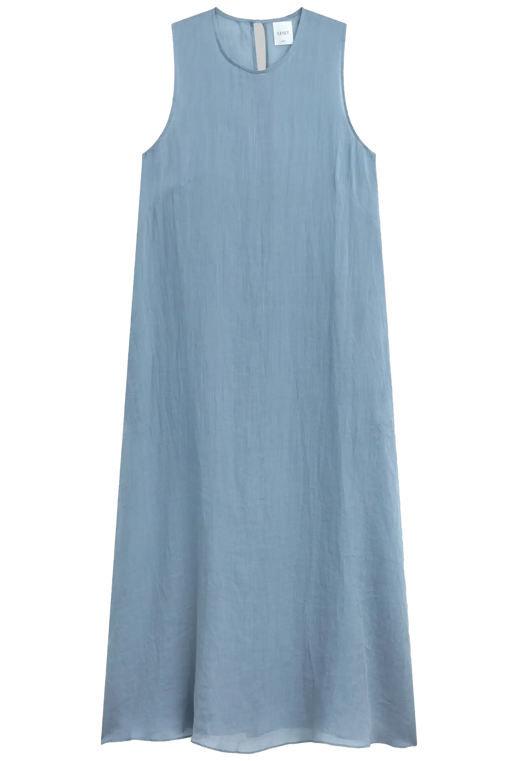 Blue sleeveless dress on a white background