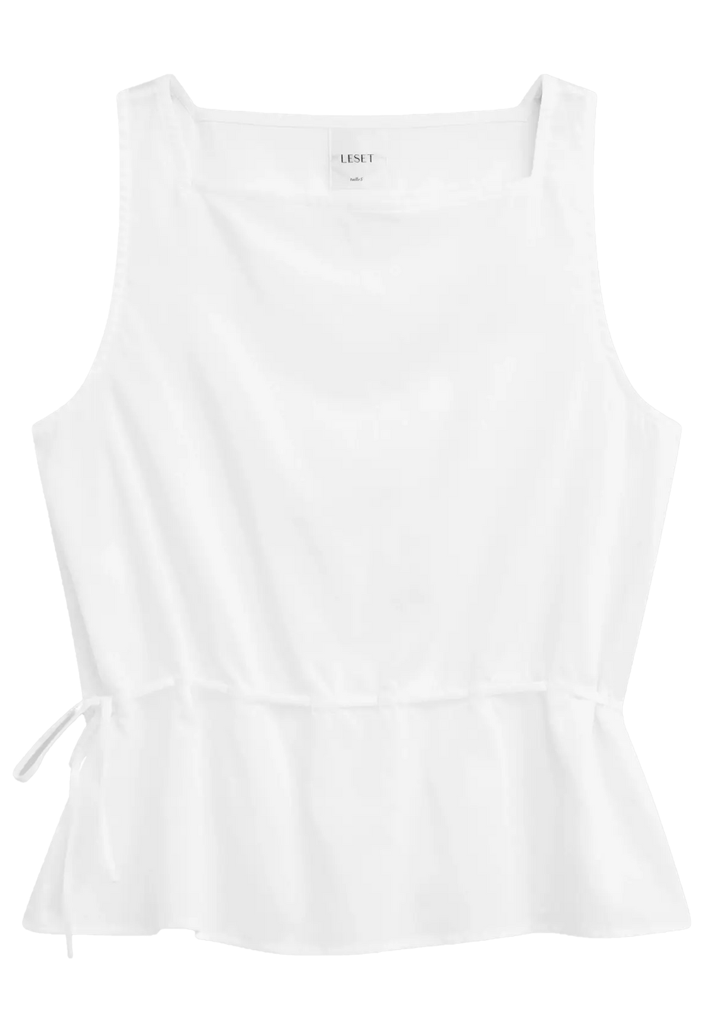 White sleeveless top on a white background