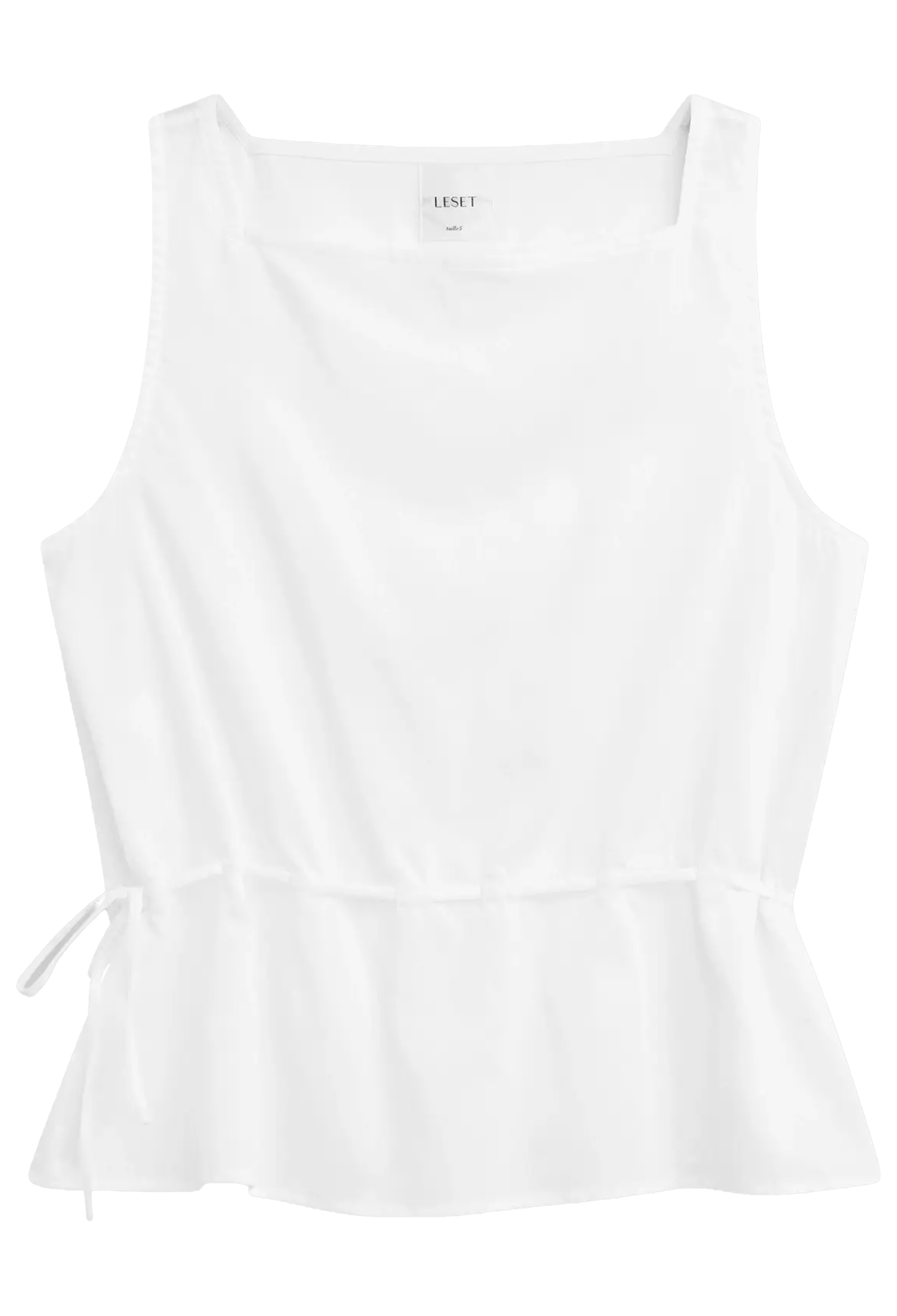 White sleeveless top on a white background