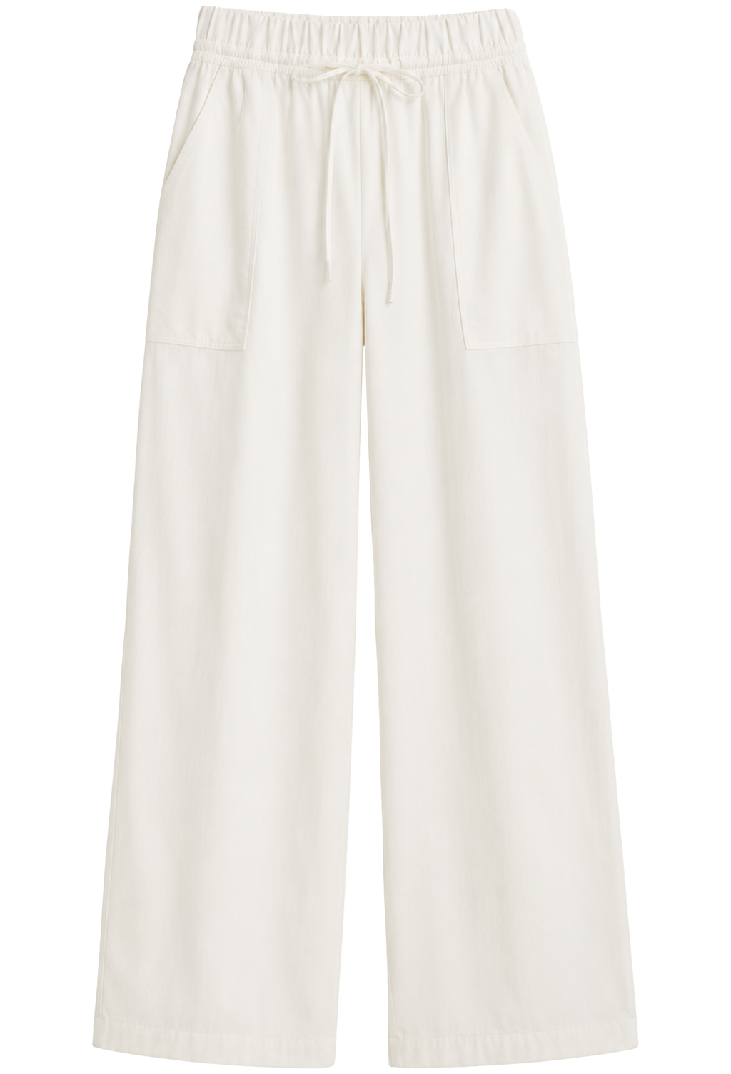 White wide-leg pants on a white background