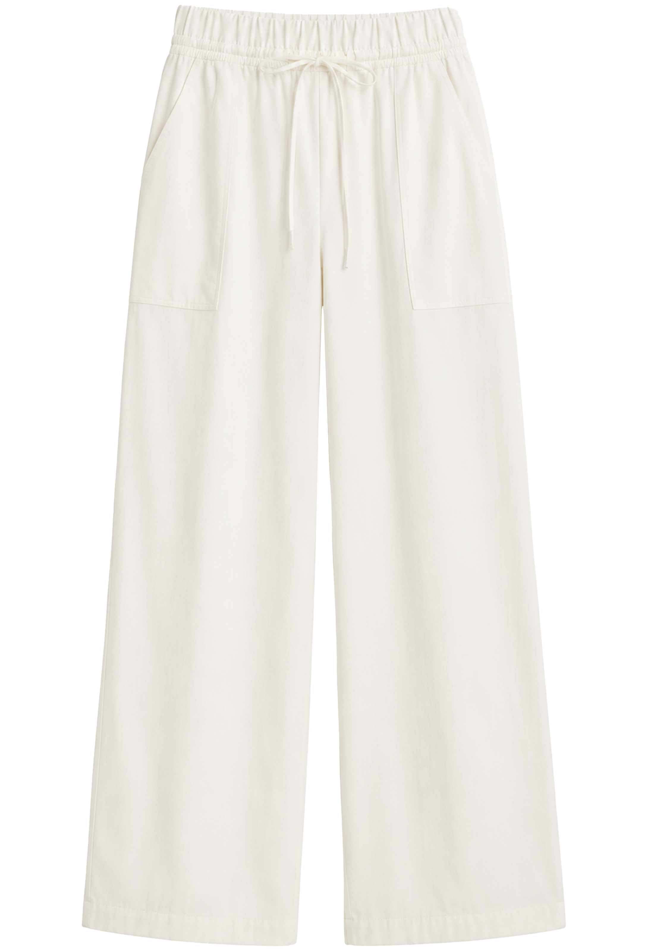 White wide-leg pants on a white background