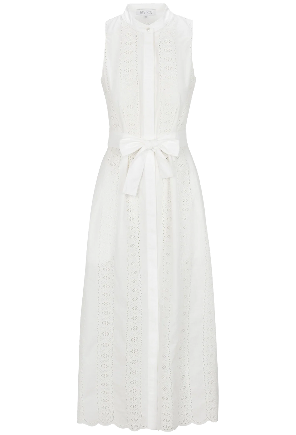 White sleeveless dress on a white background