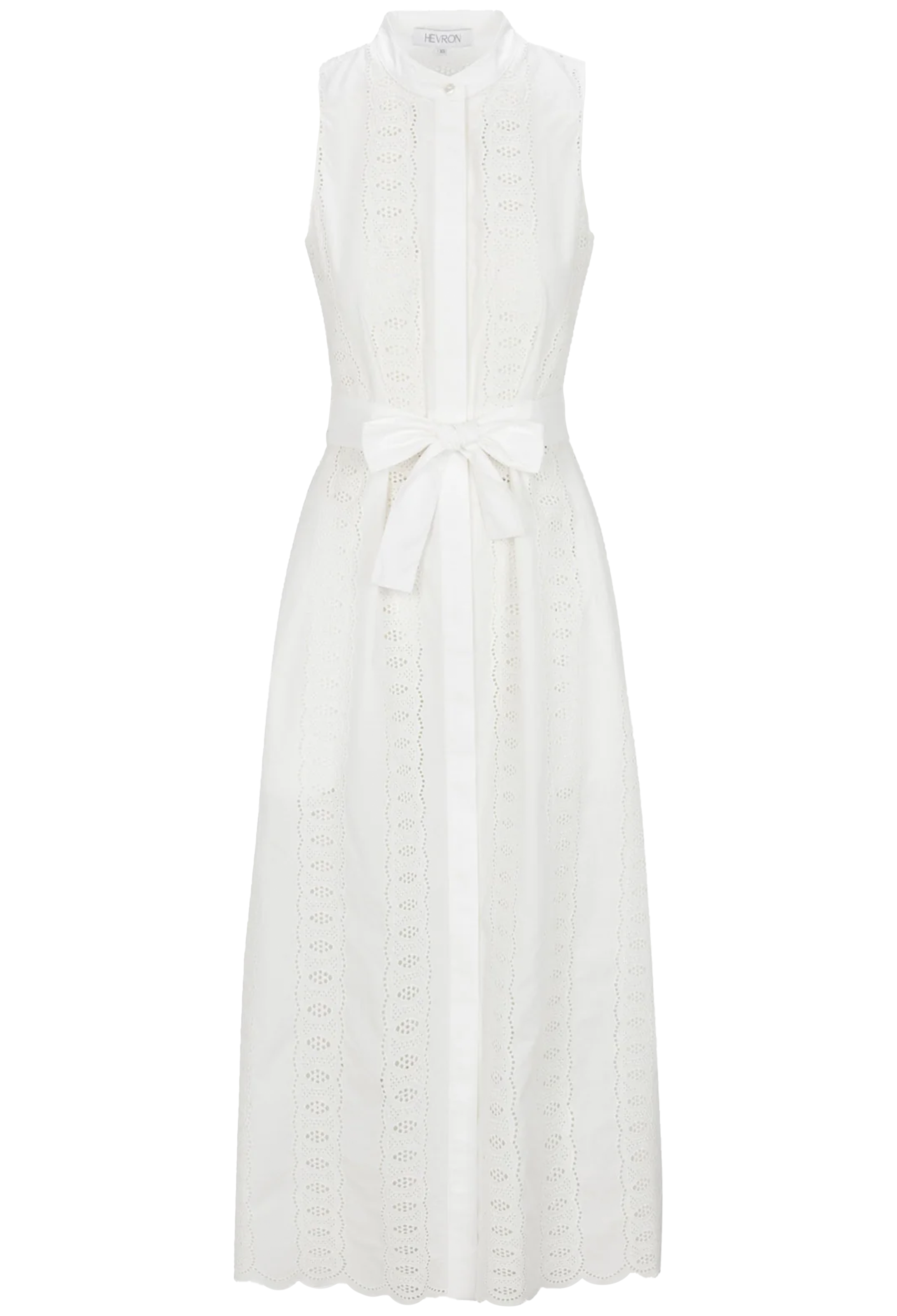 White sleeveless dress on a white background