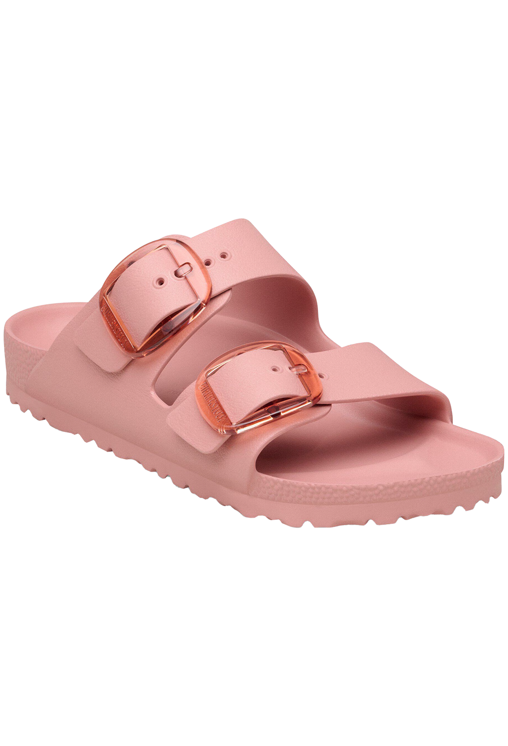 Pink sandal with two straps on a white background
