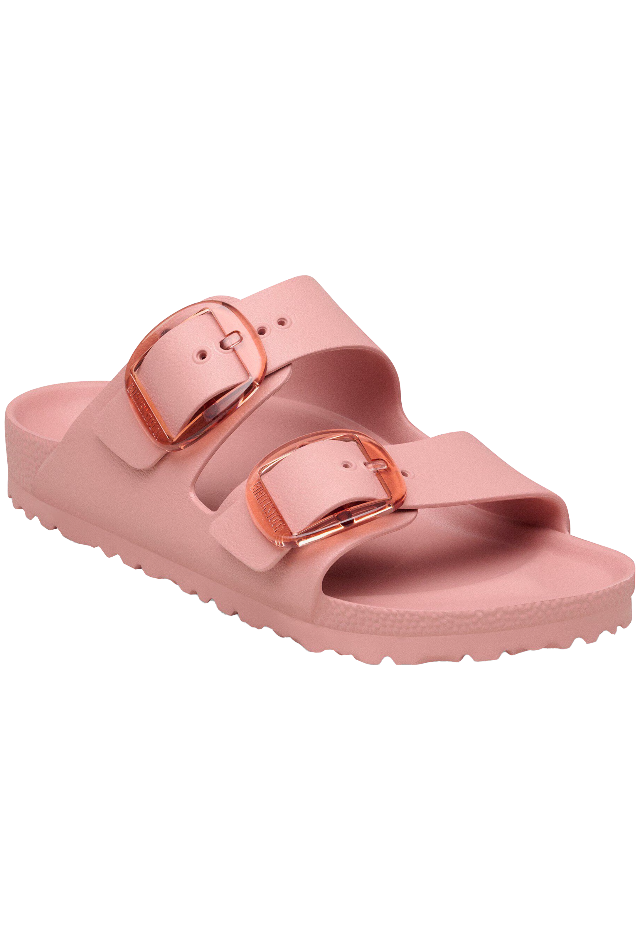 Pink sandal with two straps on a white background
