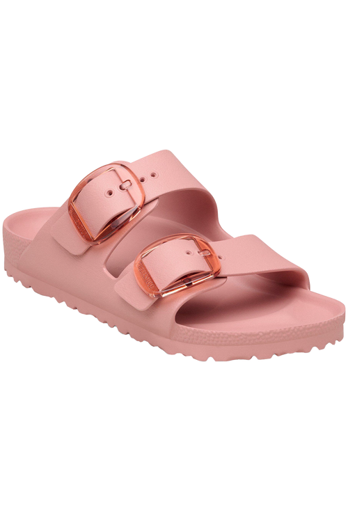 Pink sandal with two straps on a white background