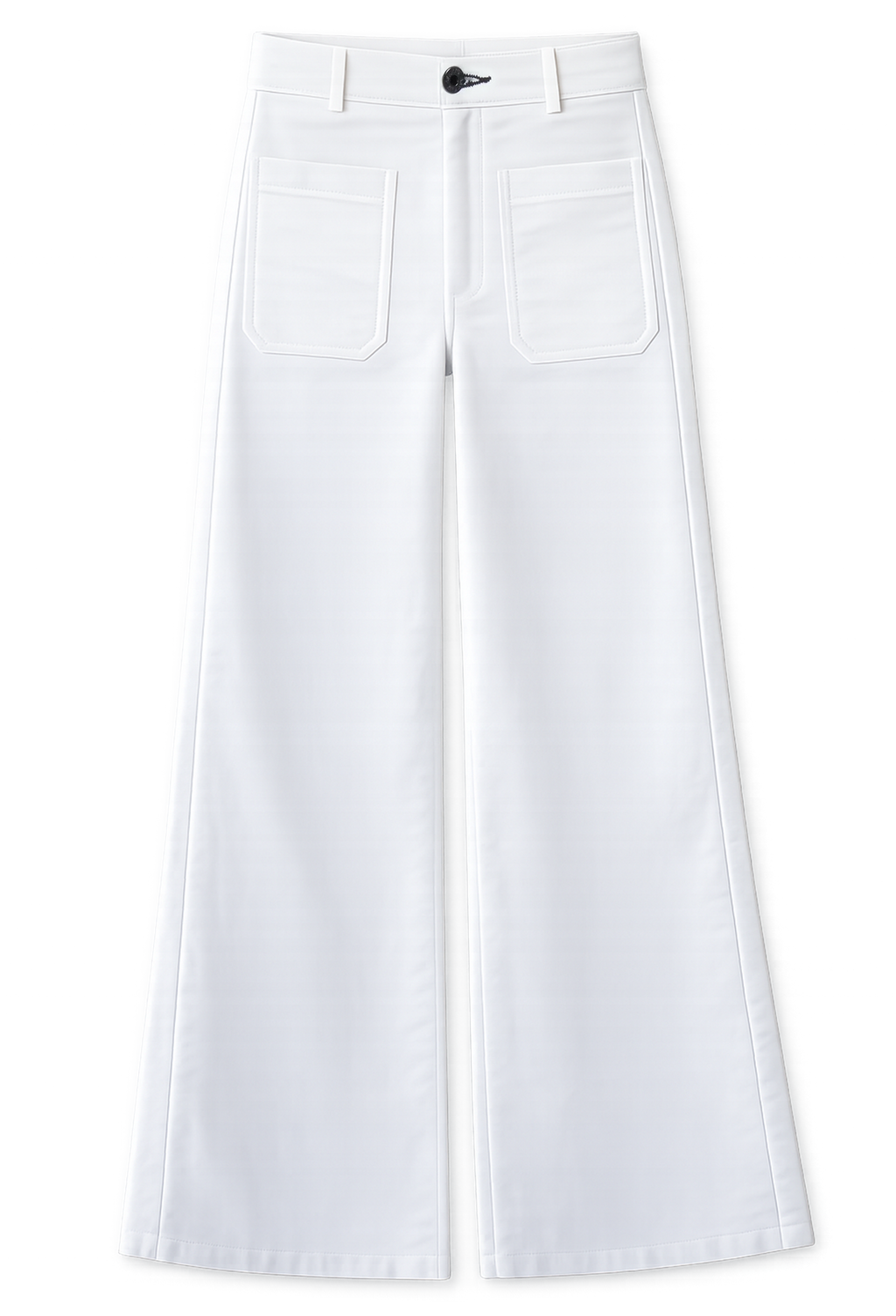 White wide-leg pants on a white background