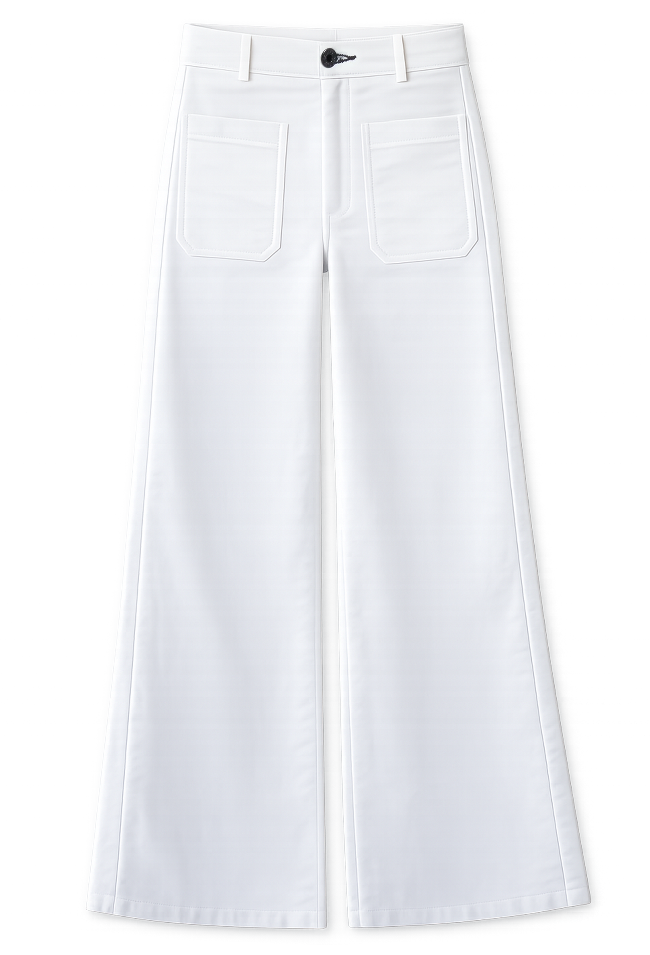 White wide-leg pants on a white background