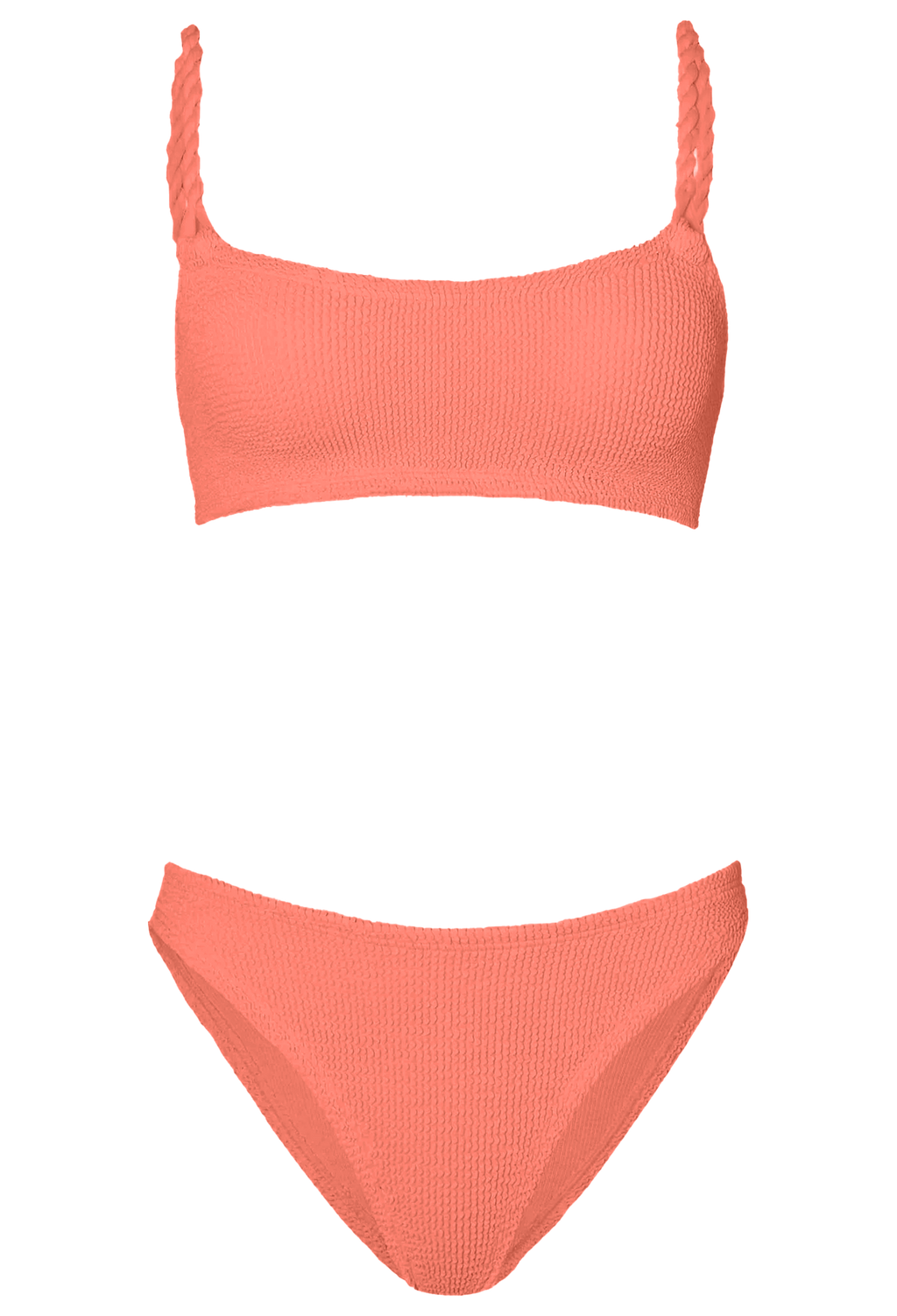 Coral bikini set on a white background