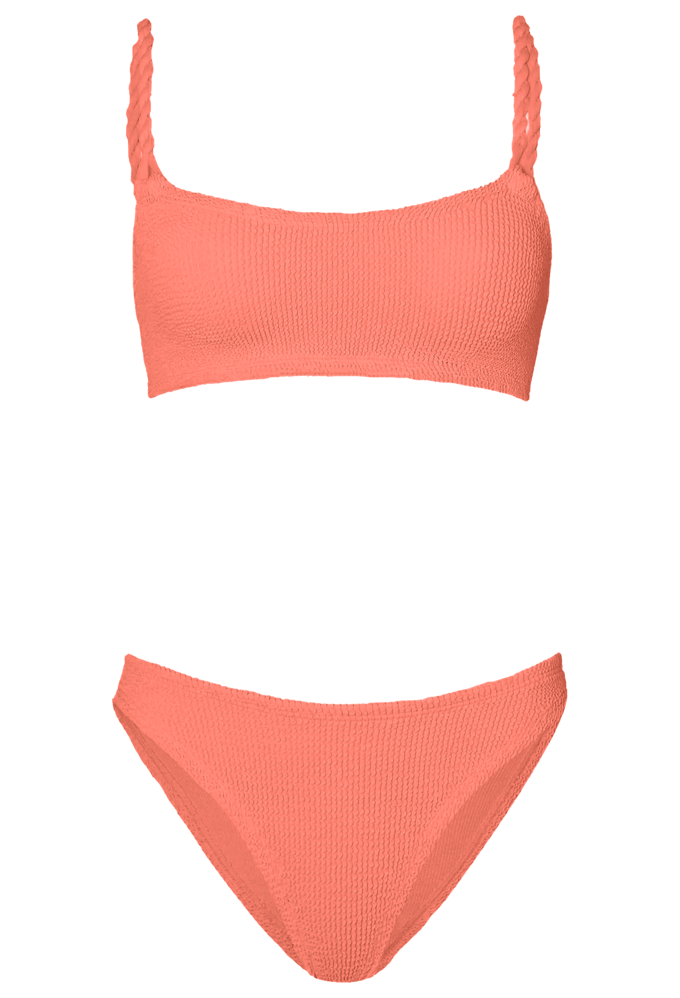 Coral bikini set on a white background