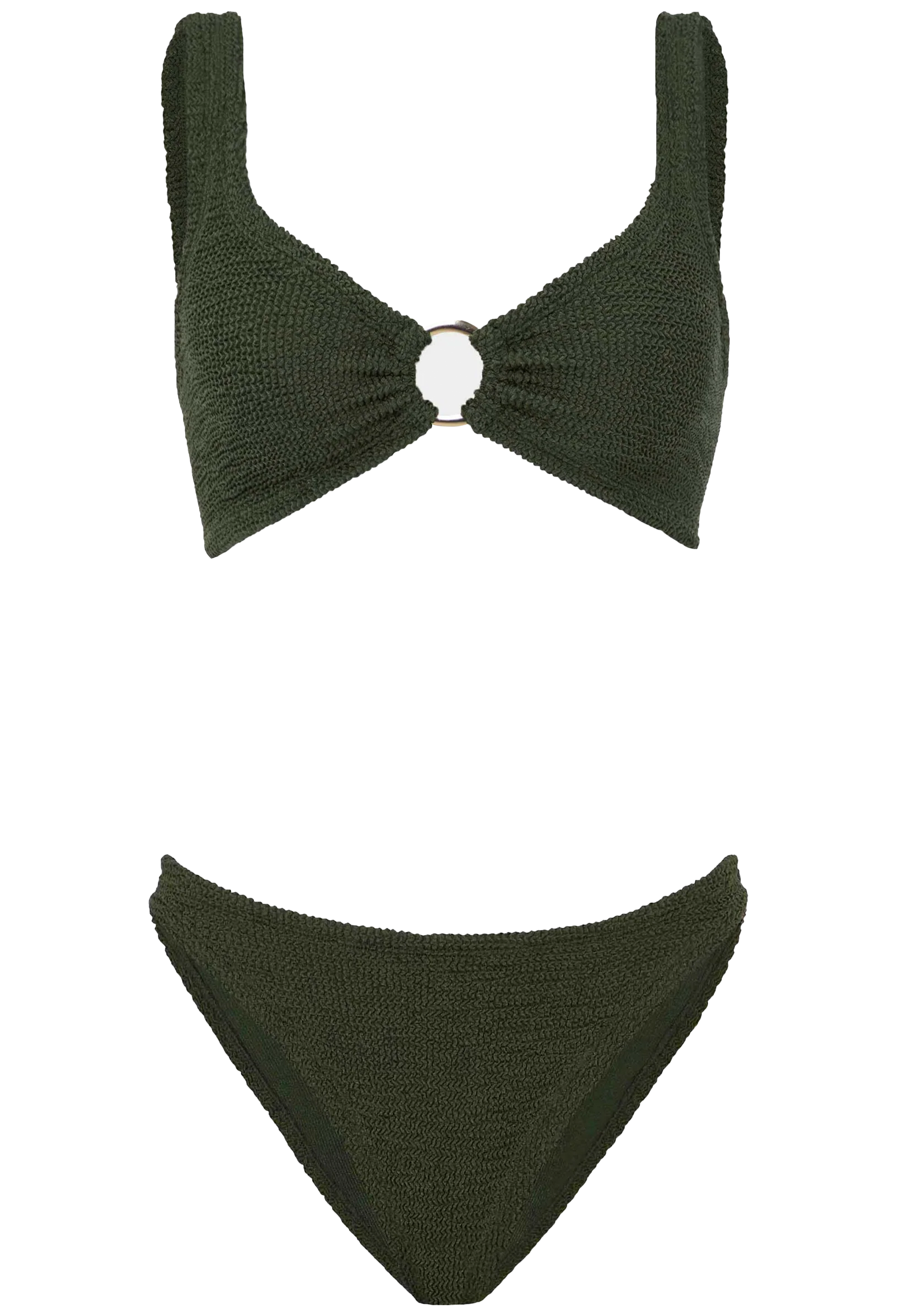 Green bikini set on a white background