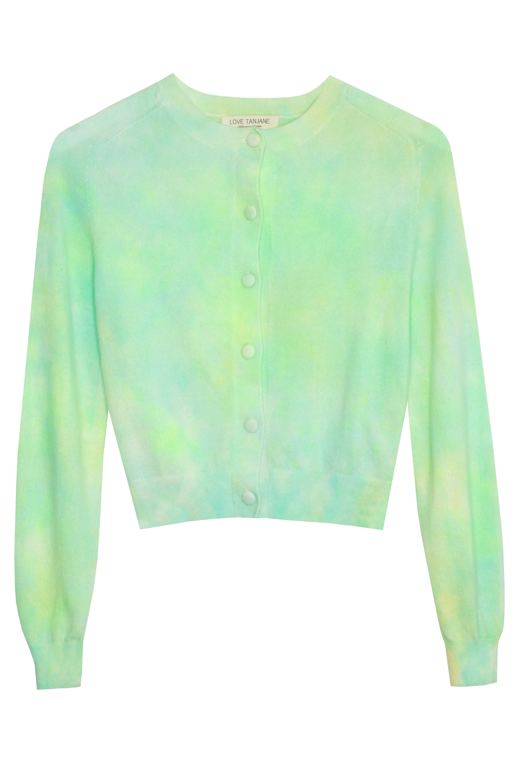 Pastel tie-dye cardigan on a white background