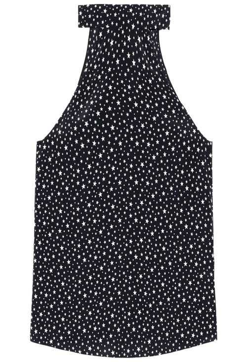 Black top with white star pattern on a white background