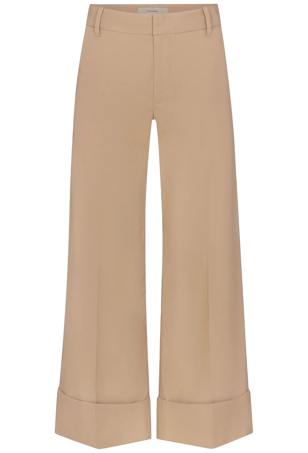 Beige wide-leg pants on a white background