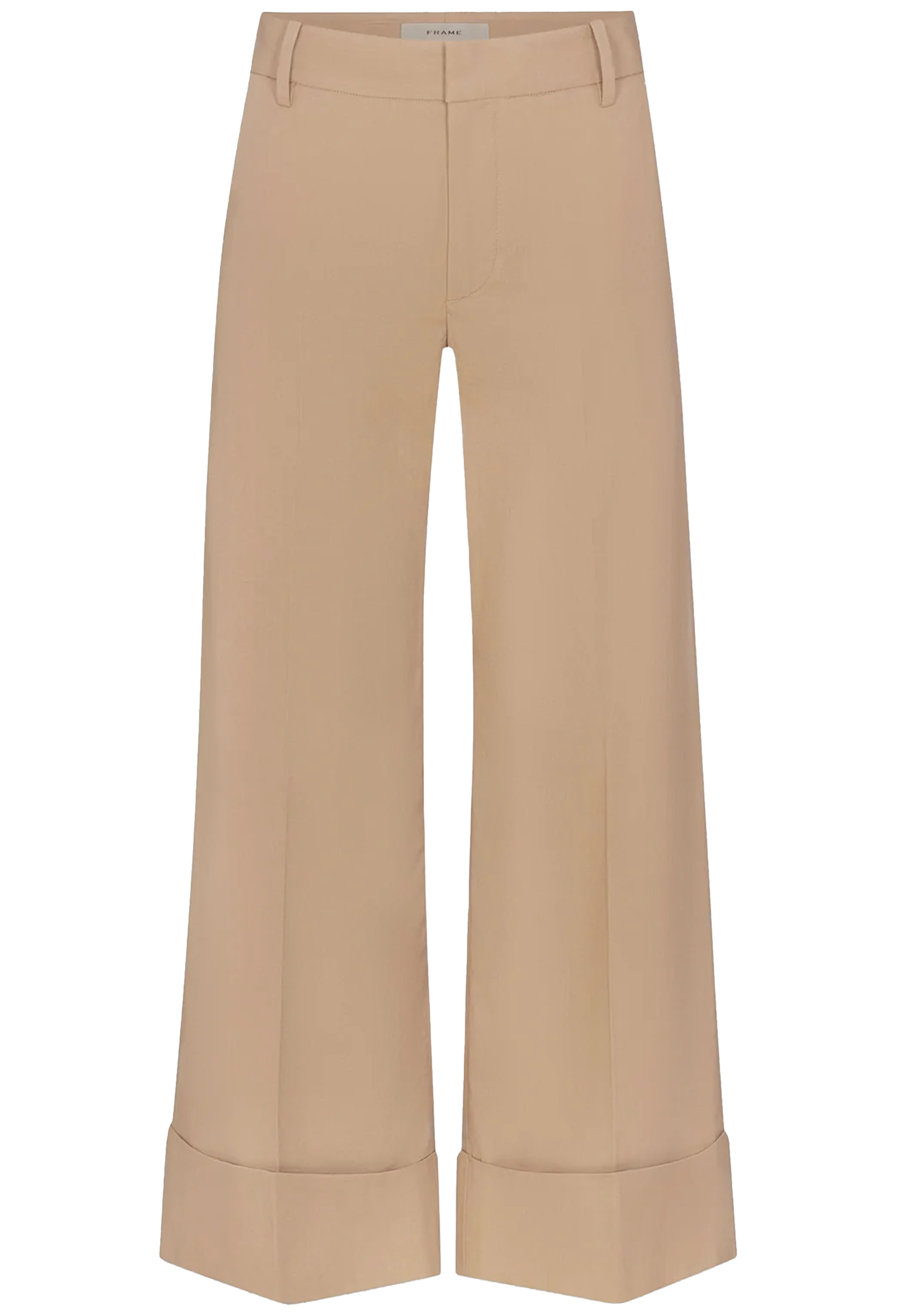 Beige wide-leg pants on a white background
