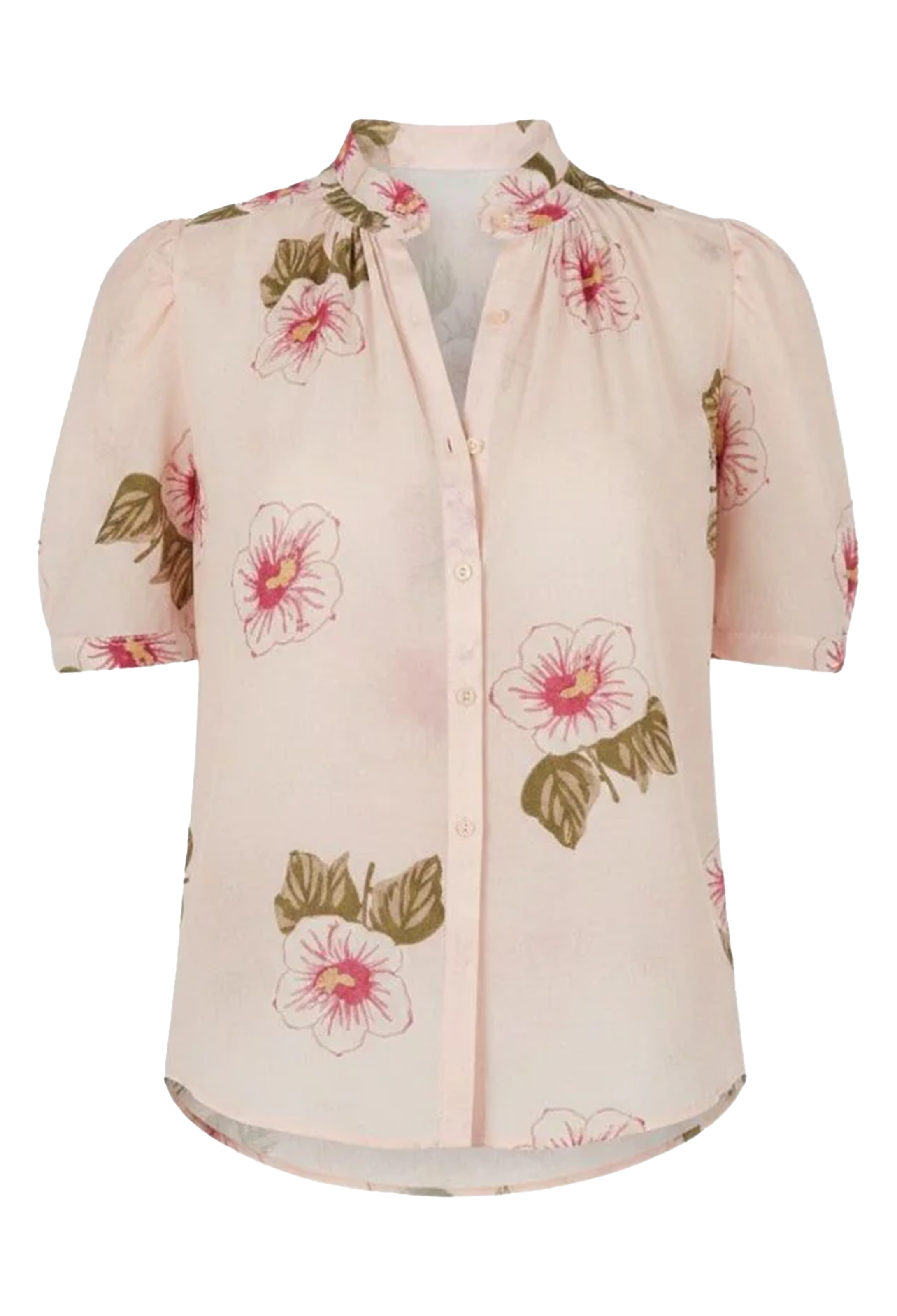 Floral patterned blouse on a white background