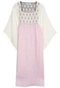 Pink dress with white sleeves on a white background