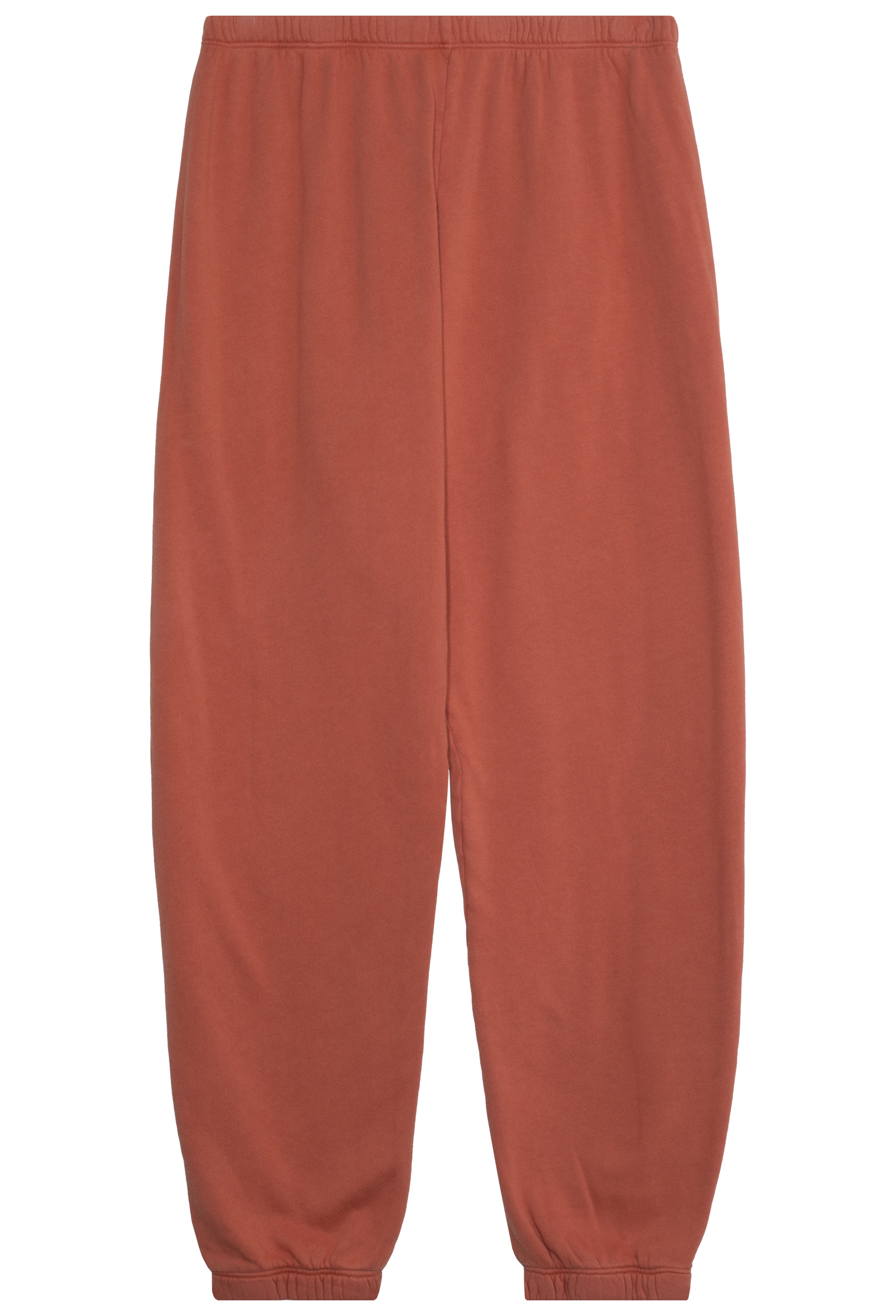 Reddish-brown sweatpants on a white background