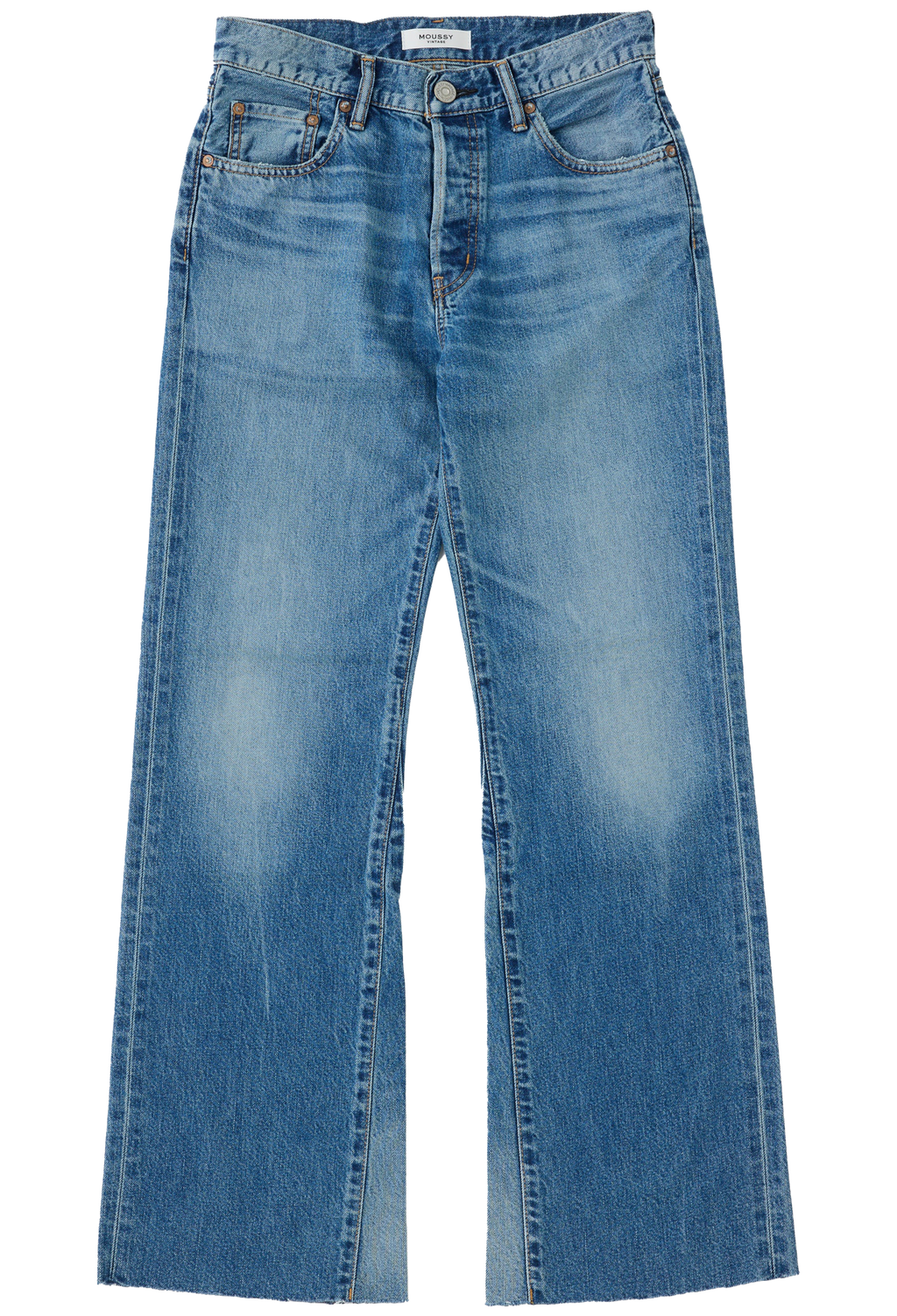 Pair of blue jeans on a white background