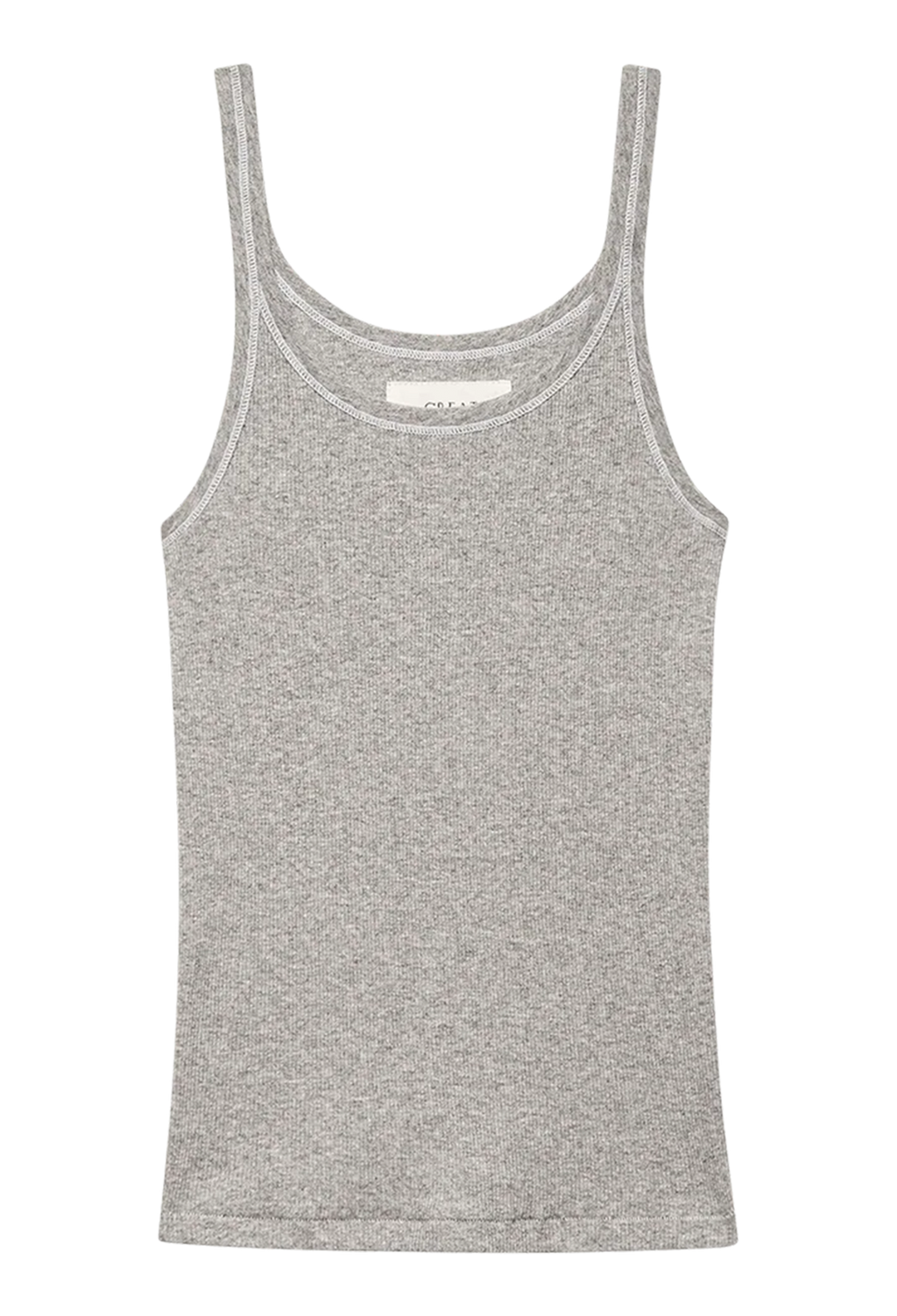 a heather grey tank top on a white background