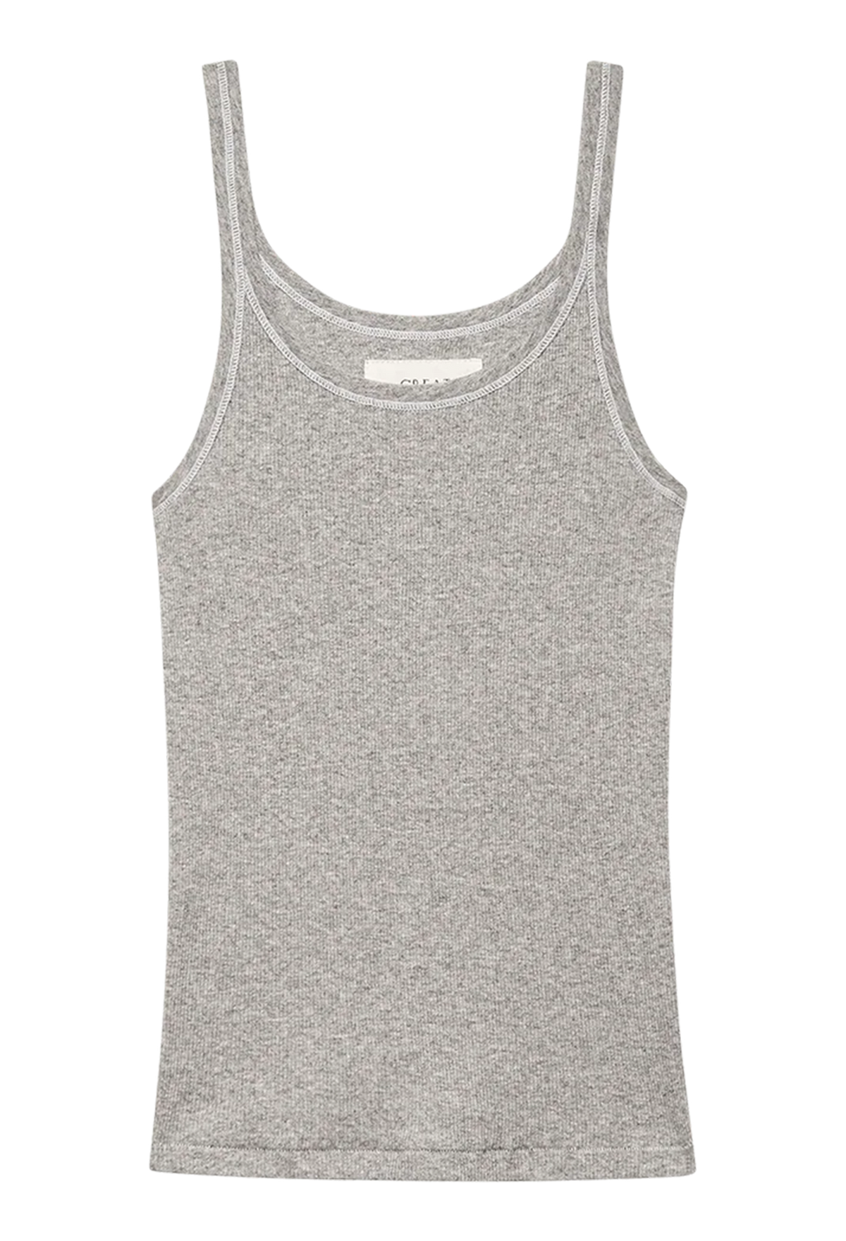 a heather grey tank top on a white background