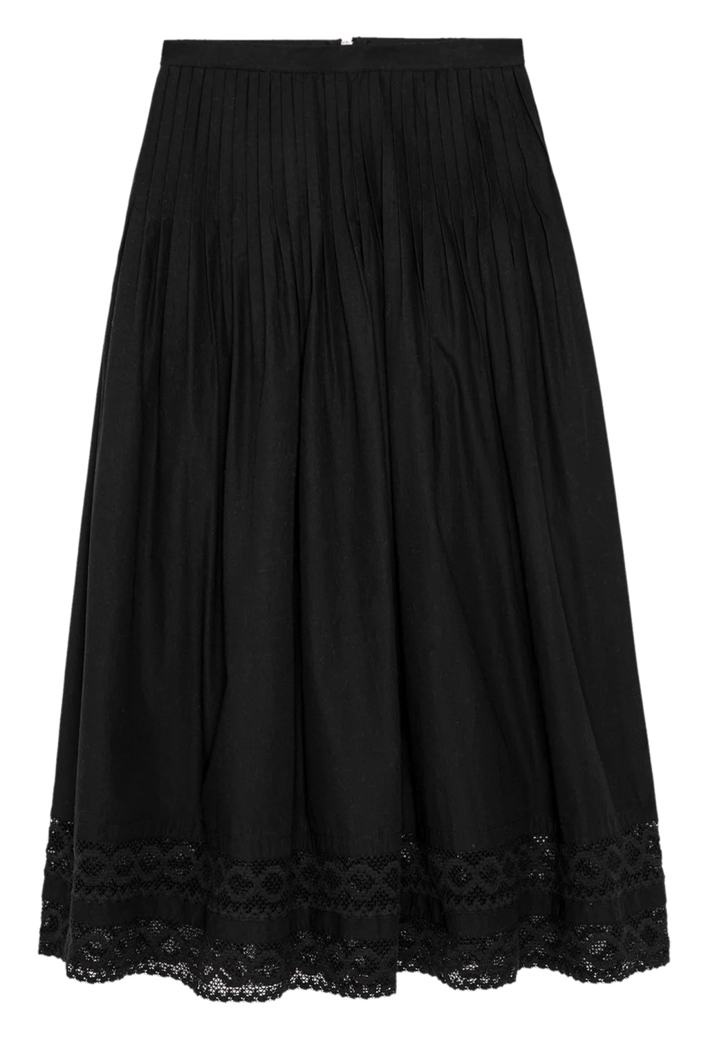 Black skirt with lace hem on a white background