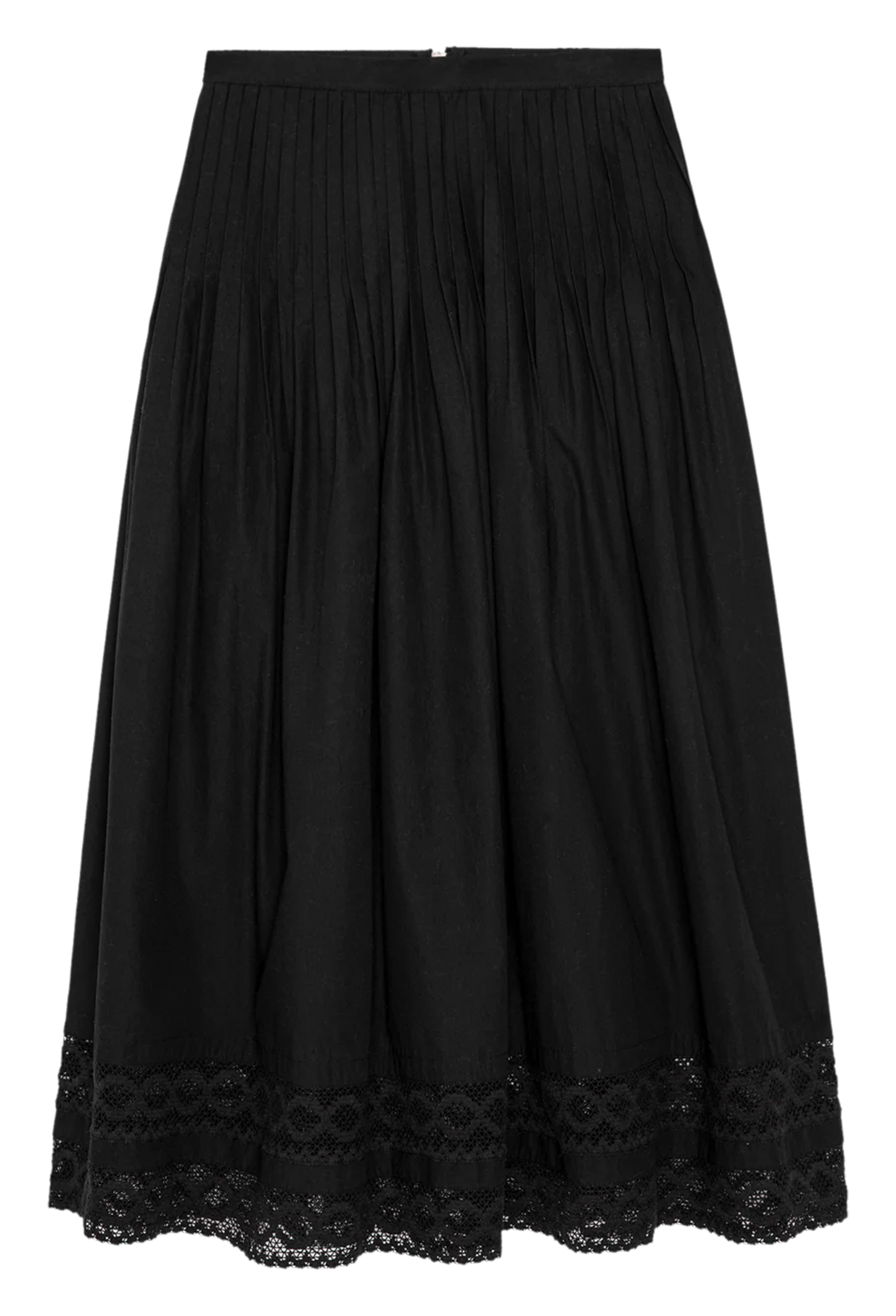 Black skirt with lace hem on a white background