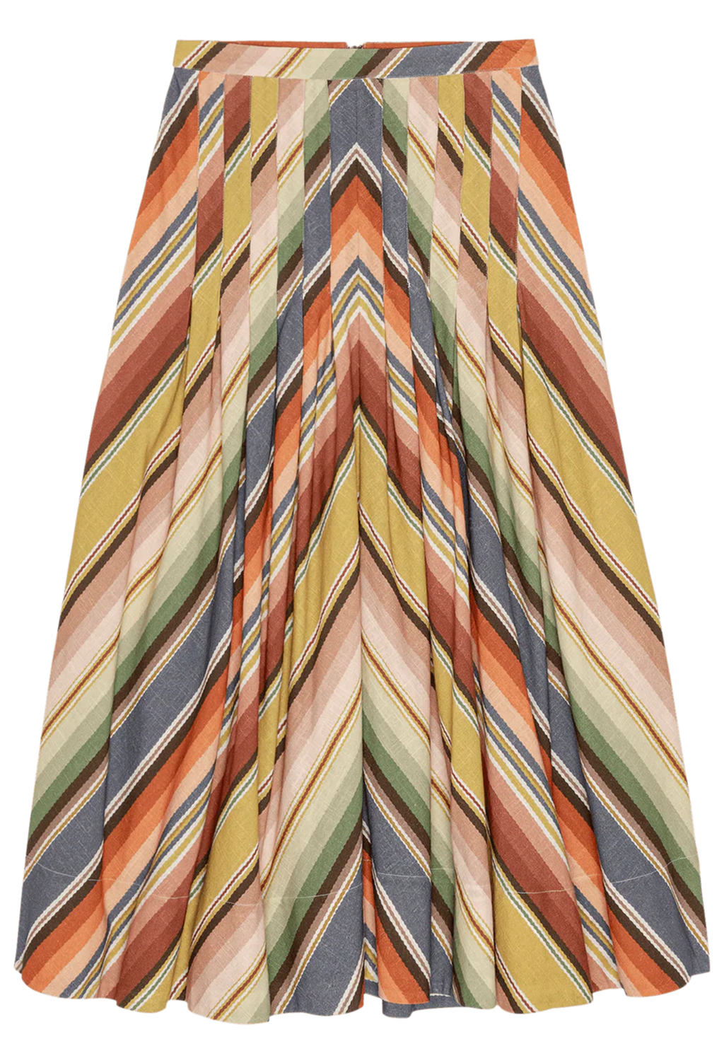 Multicolored striped skirt on a white background