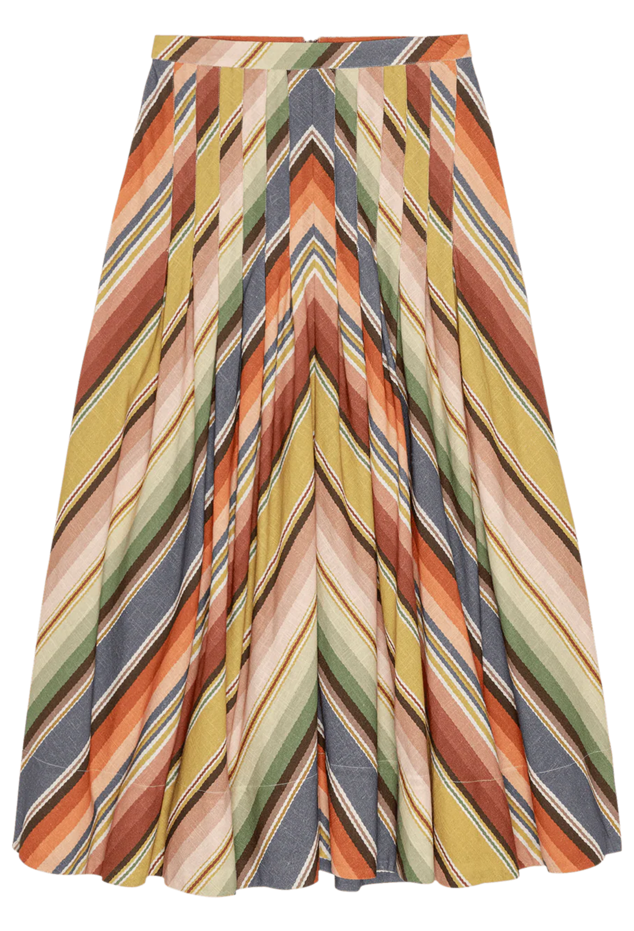 Multicolored striped skirt on a white background