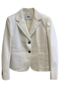 White blazer with a button on a white background