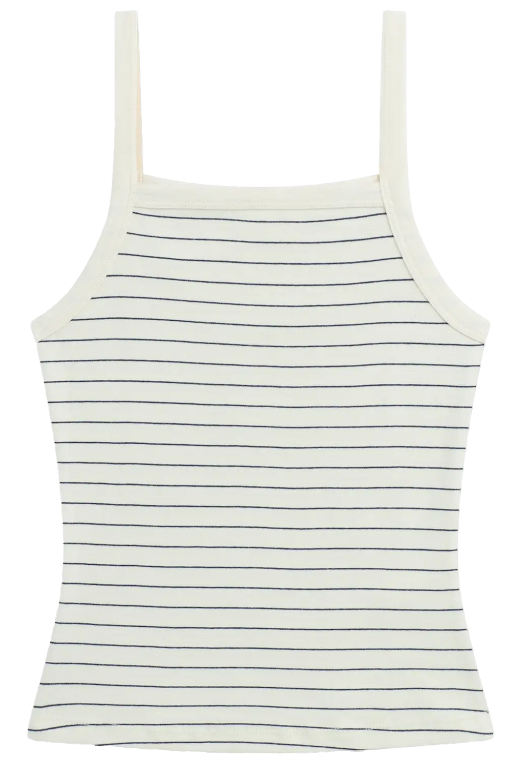 Striped tank top with thin straps on a white background