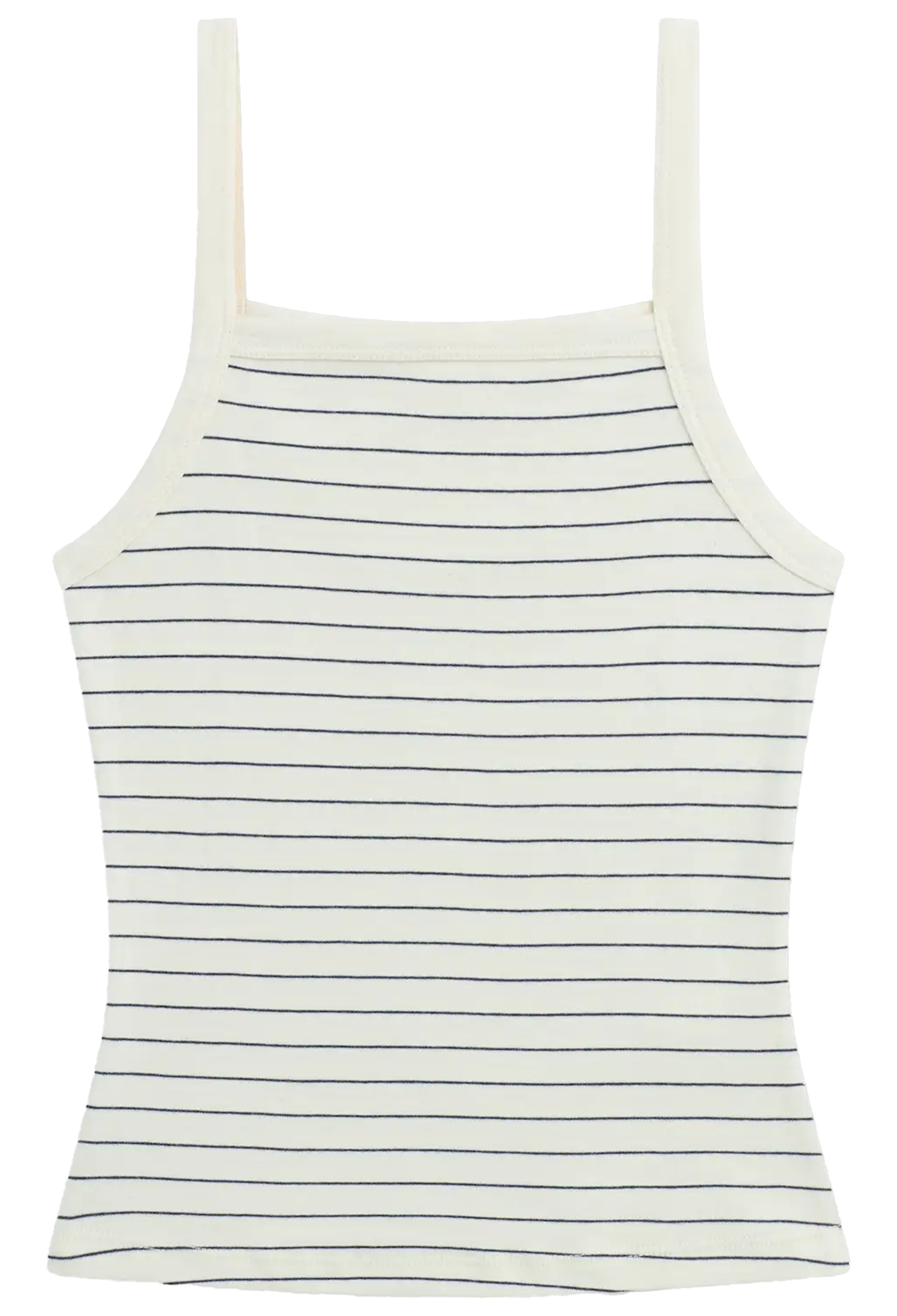 Striped tank top with thin straps on a white background