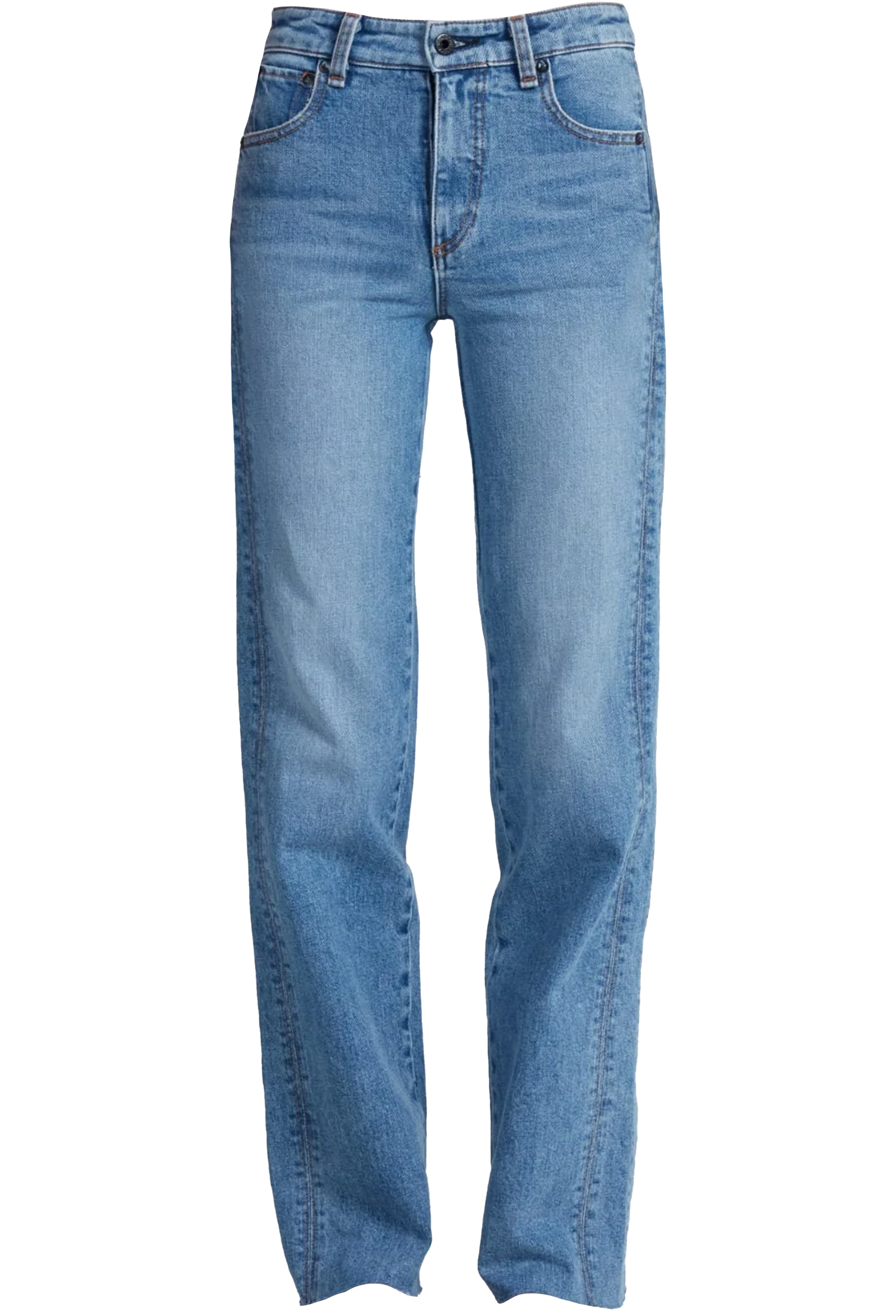 Light blue straight-leg denim jeans shown flat against a solid white background.