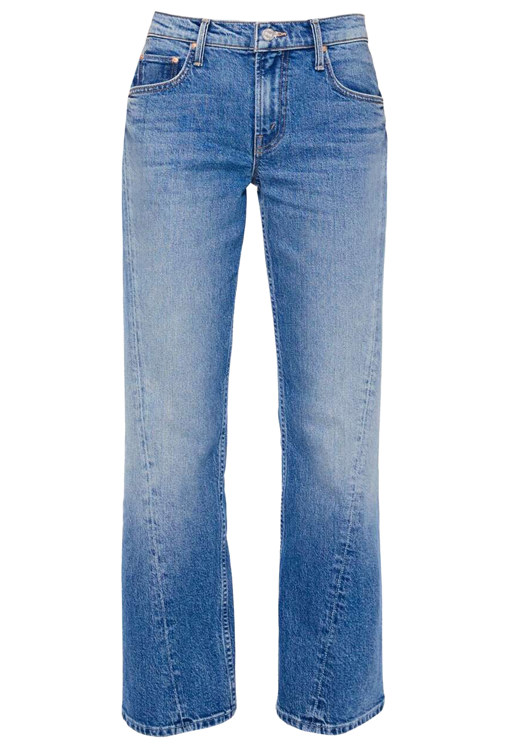 Light blue high-waisted straight-leg denim jeans shown flat against a solid white background.