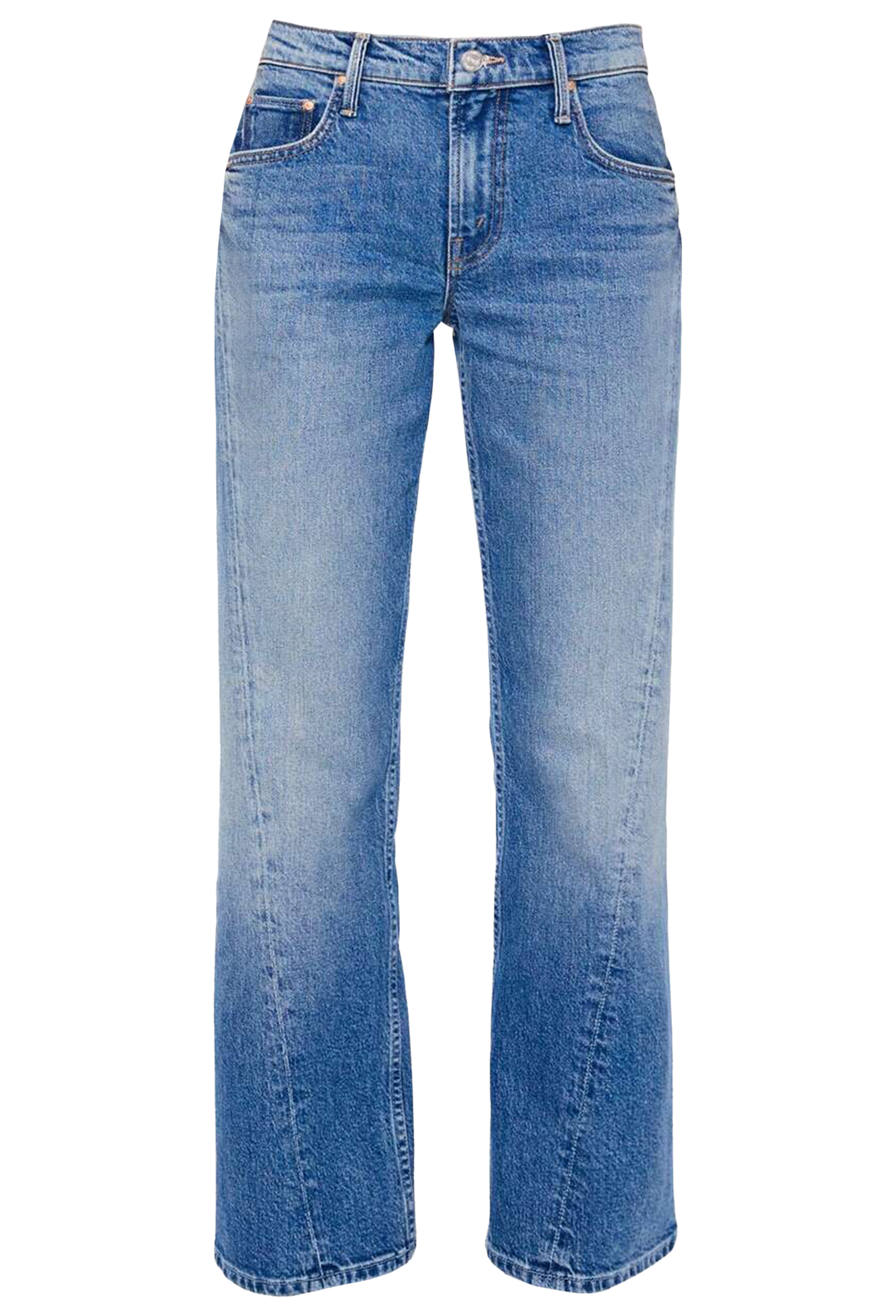 Light blue high-waisted straight-leg denim jeans shown flat against a solid white background.