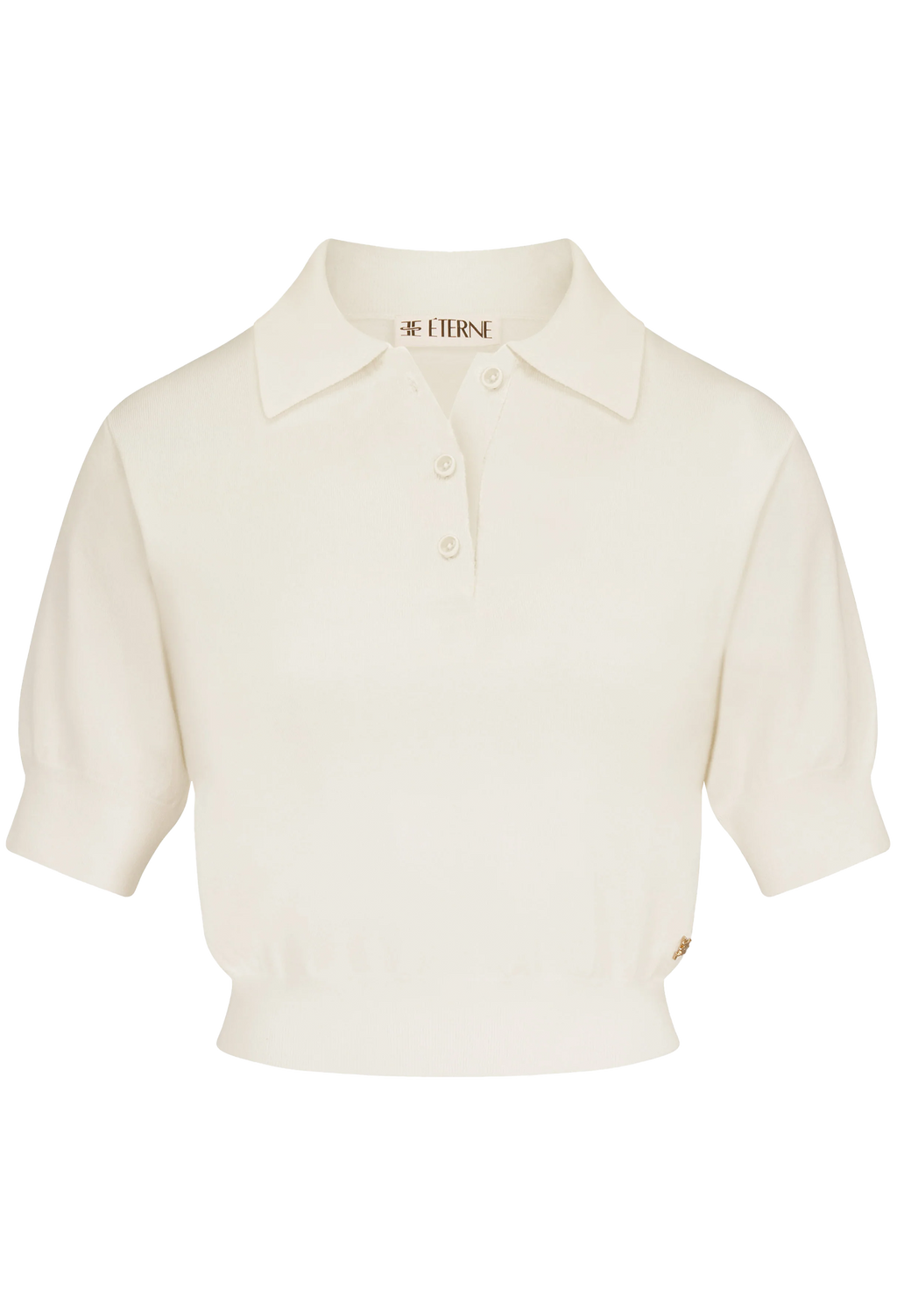 An off-white short-sleeve knit polo shirt with a collar and three-button placket, shown on a plain white background. The brand name 'BERNA' is visible on the inner neck label.