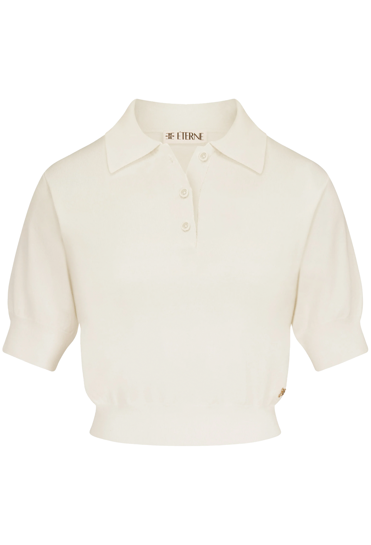 An off-white short-sleeve knit polo shirt with a collar and three-button placket, shown on a plain white background. The brand name 'BERNA' is visible on the inner neck label.