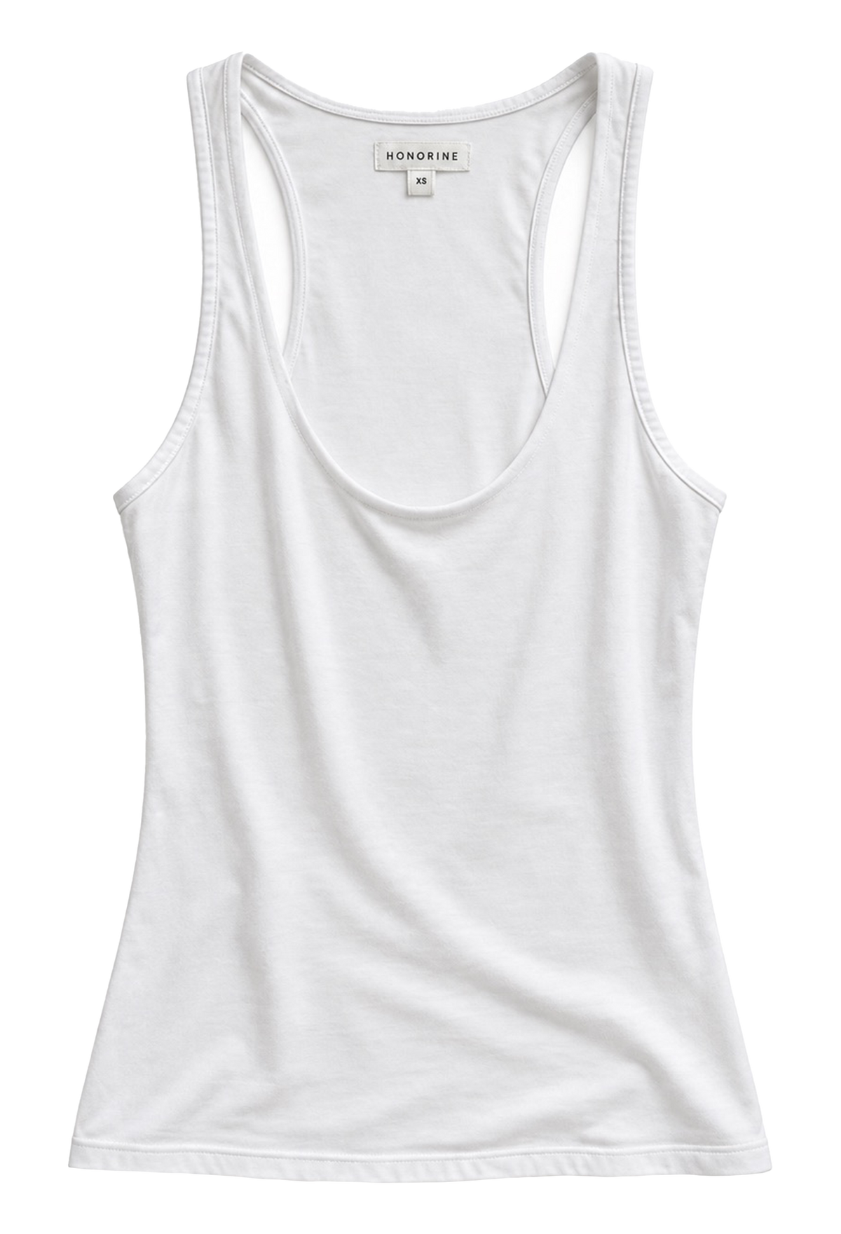 A white scoop-neck tank top with a wide shoulder strap design, shown flat against a white background. The brand name 'HONDBINE' is visible on the inner neck label.
