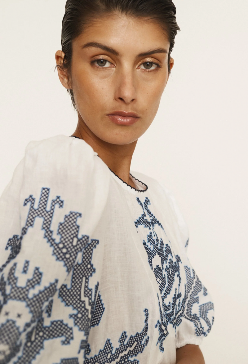 Hazel Embroidered Midi Dress