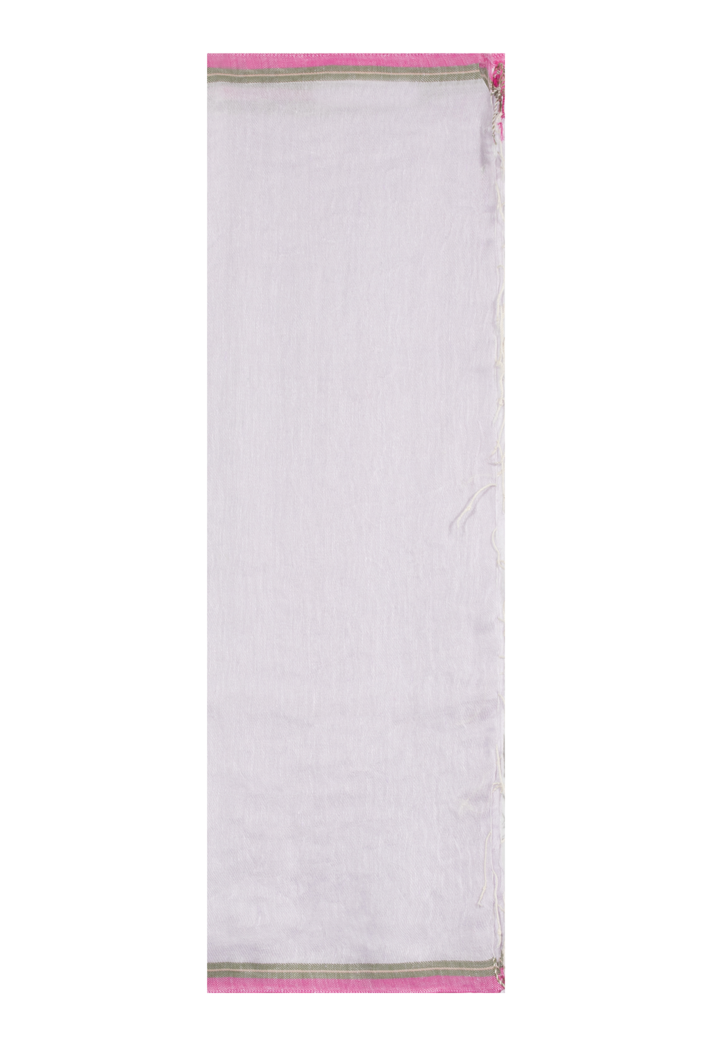 A light pink scarf with a green and pink striped border. Transparent background