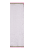 A light pink scarf with a green and pink striped border. Transparent background